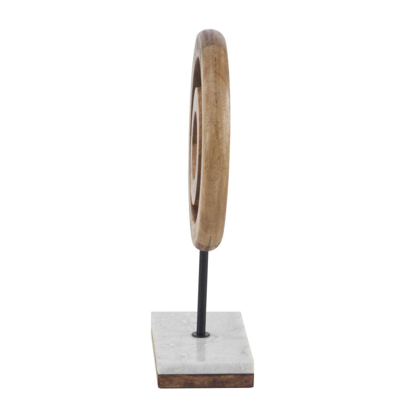 13" Brown Mango Wood Modern Abstract Sculpture