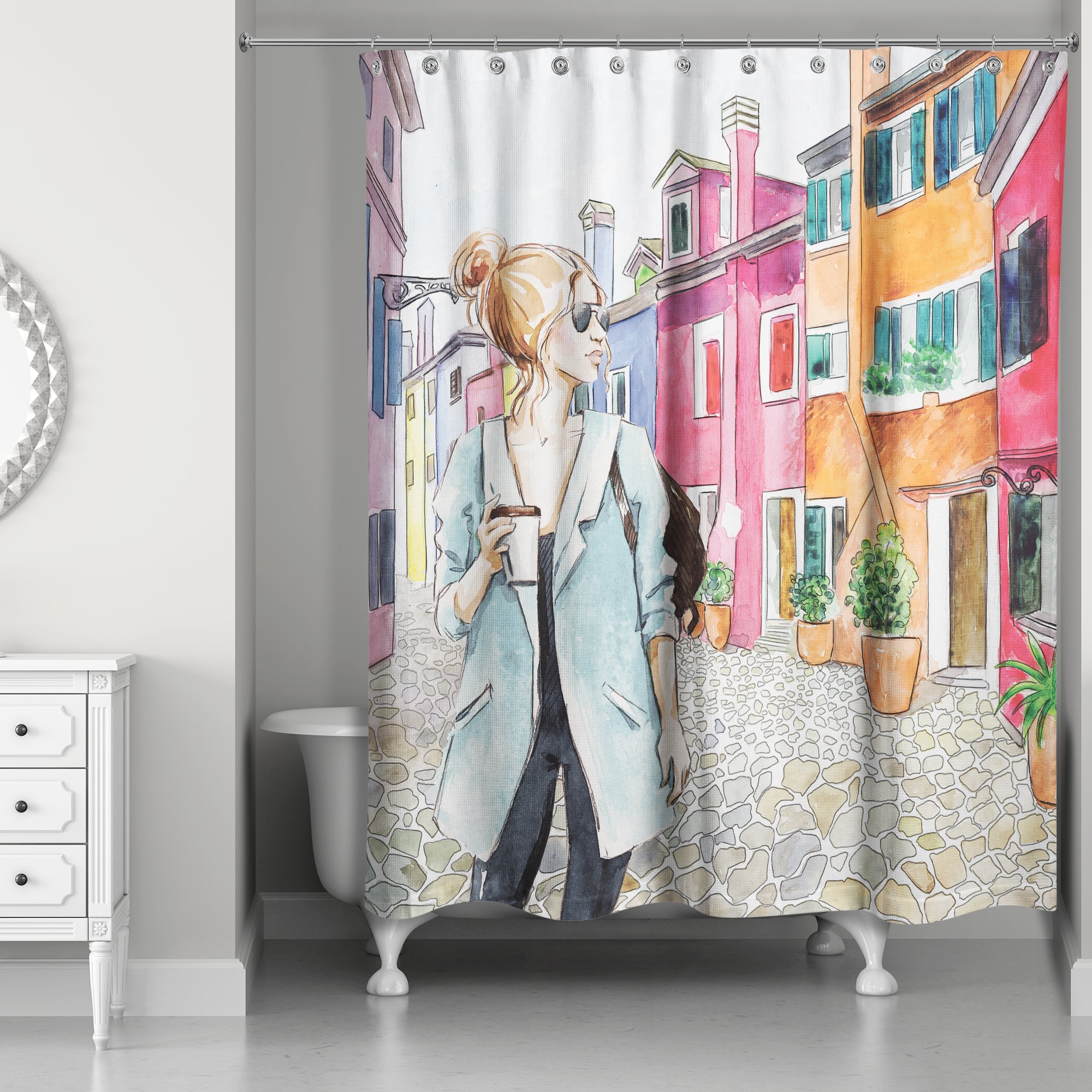 Traveling Woman 71" x 74" Shower Curtain