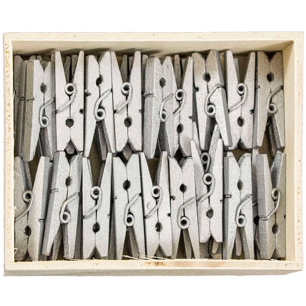JAM Paper 1.125" Silver Wood Clothespins, 50ct.