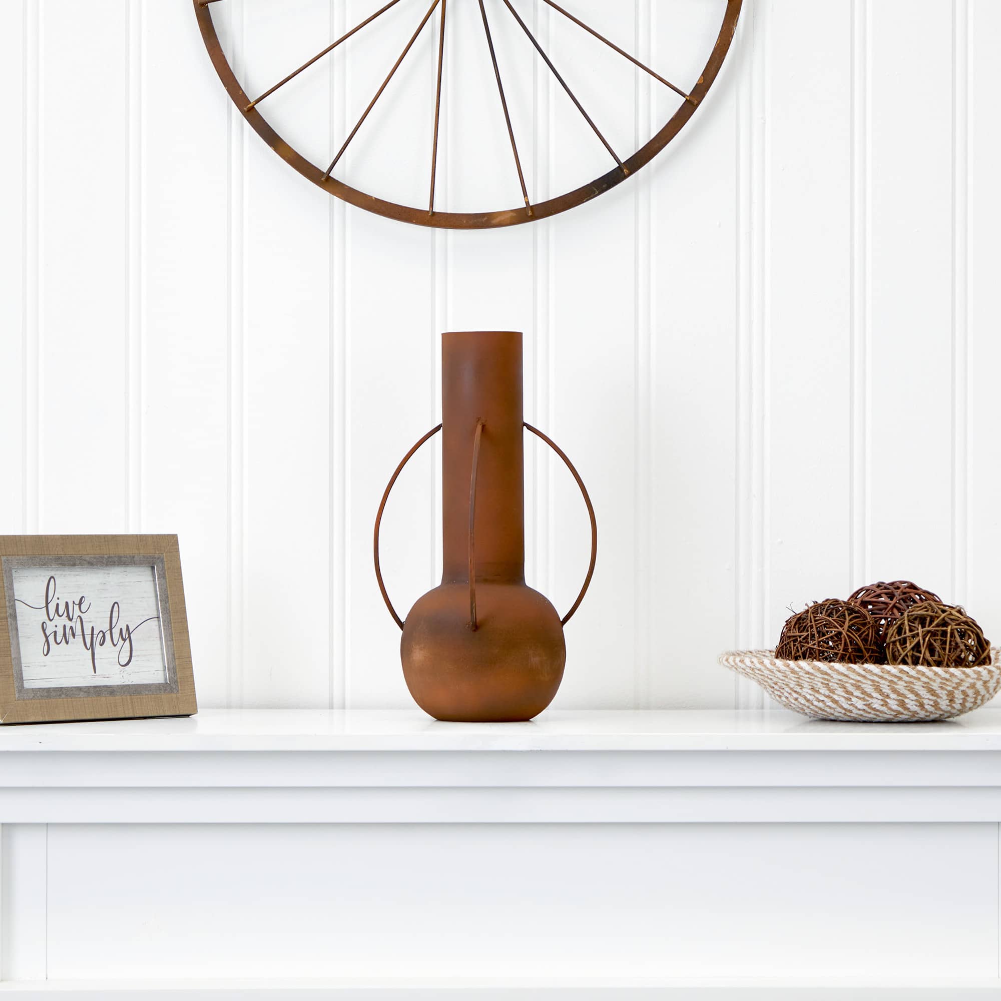 14" Rust Contemporary Metal Vase