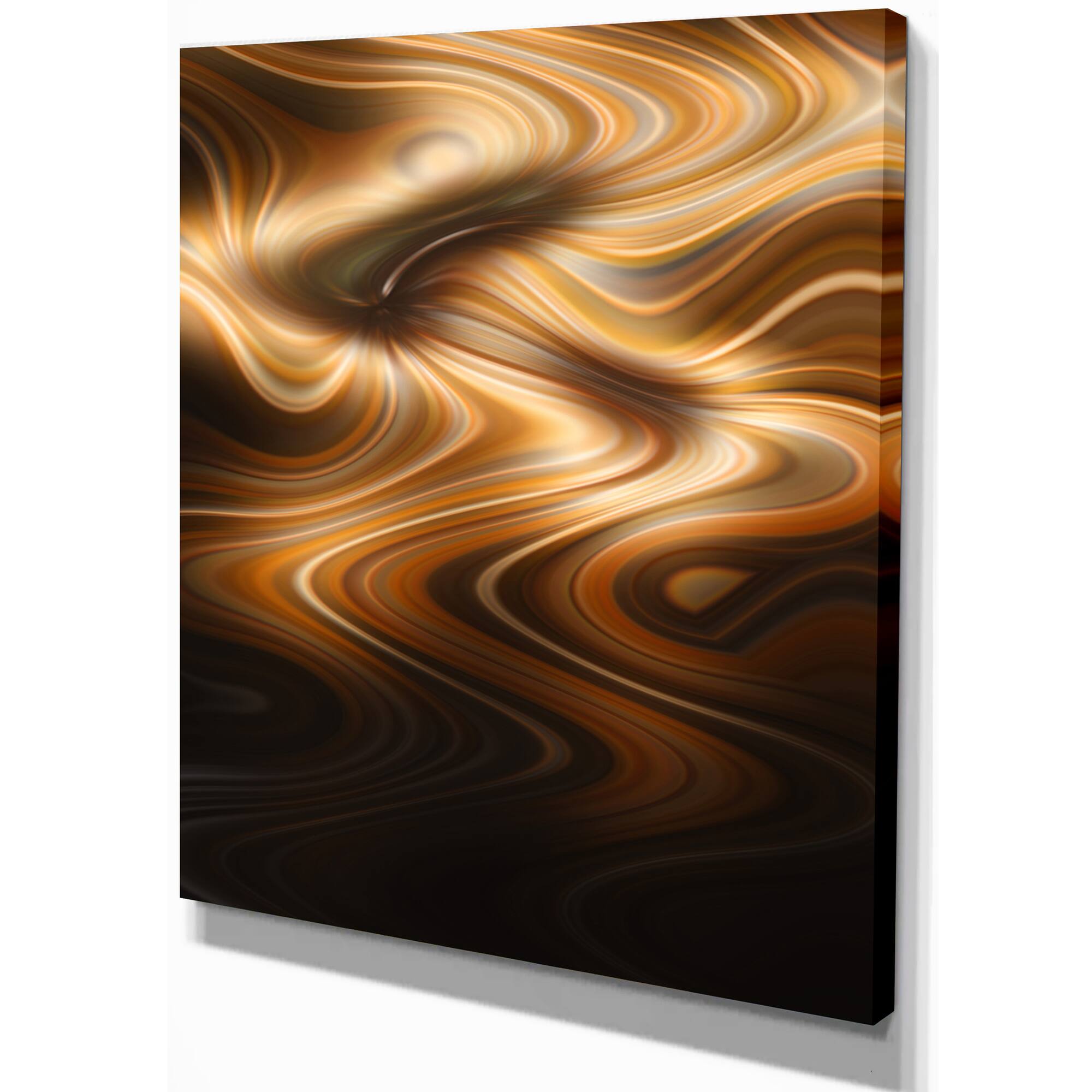 Designart - Brown Curved Waves Texture - Large abstract art