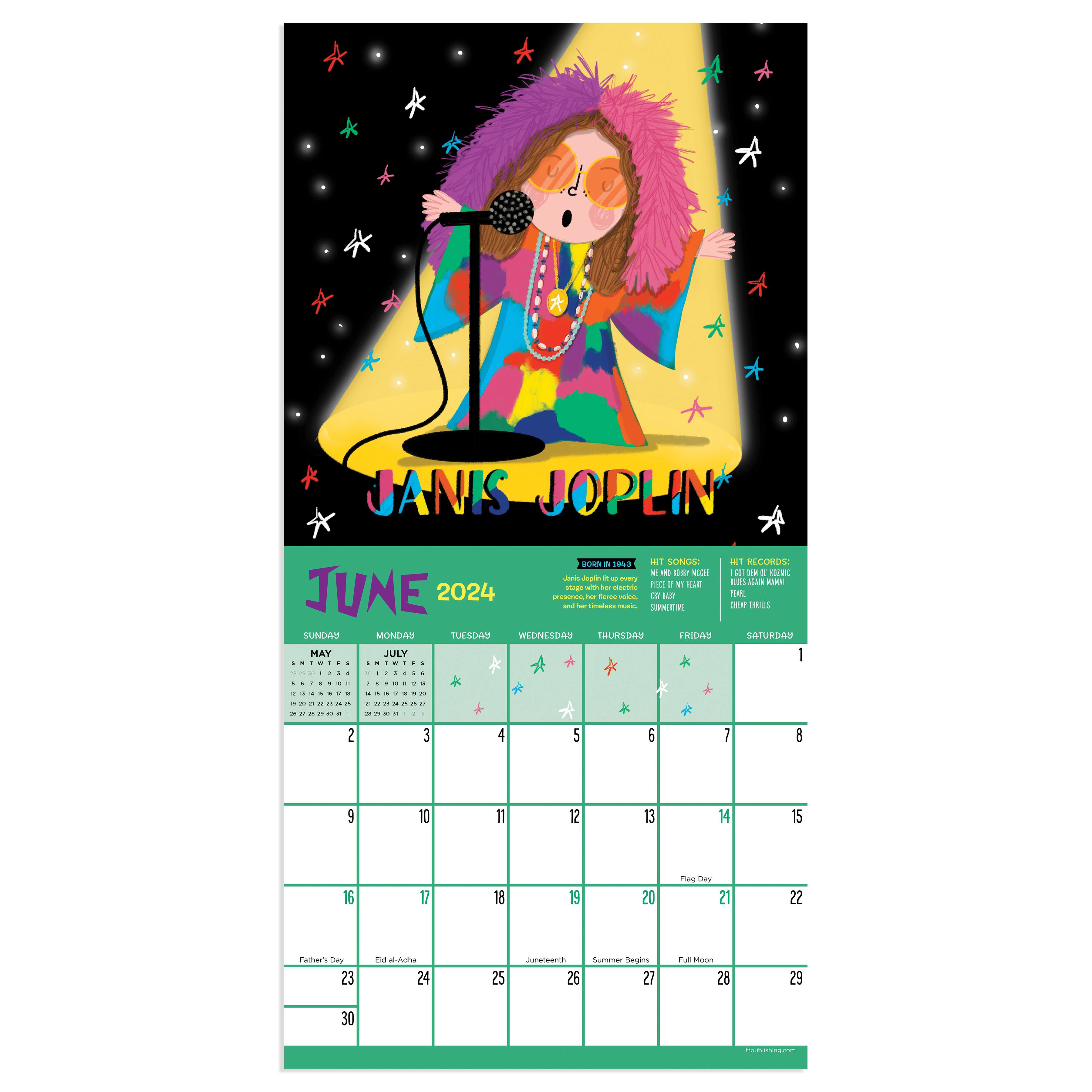TF Publishing 2024 Rock n Roll Biographies Mini Calendar