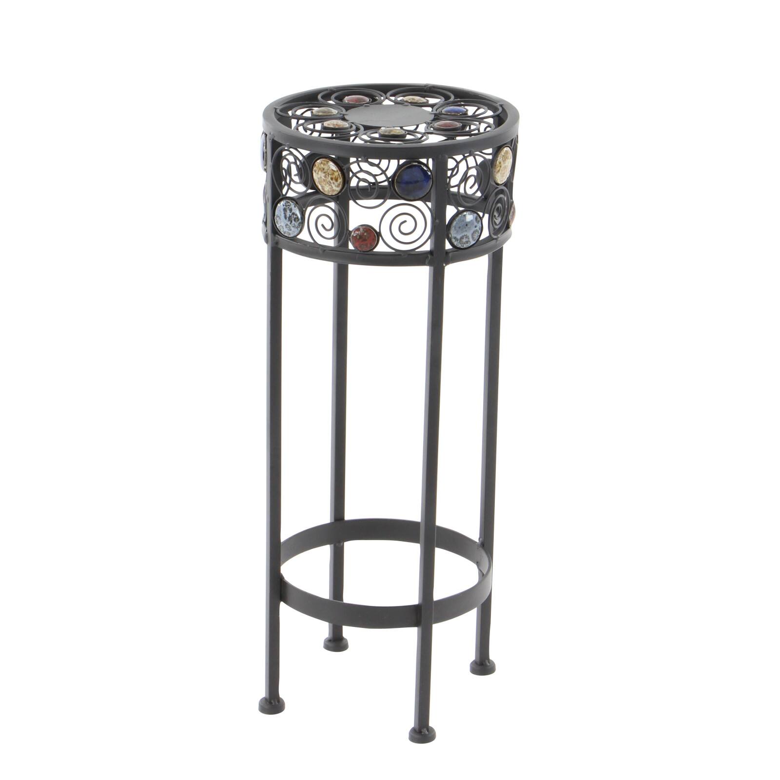 Black Metal Traditional Spiral Design Plantstand Set
