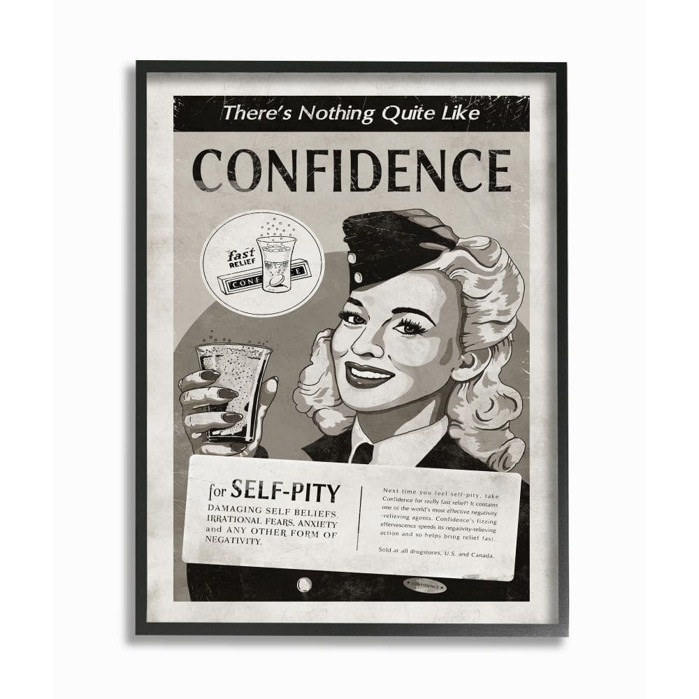 Stupell Industries Confidence Vintage Comic Book Wall Art in Black Frame