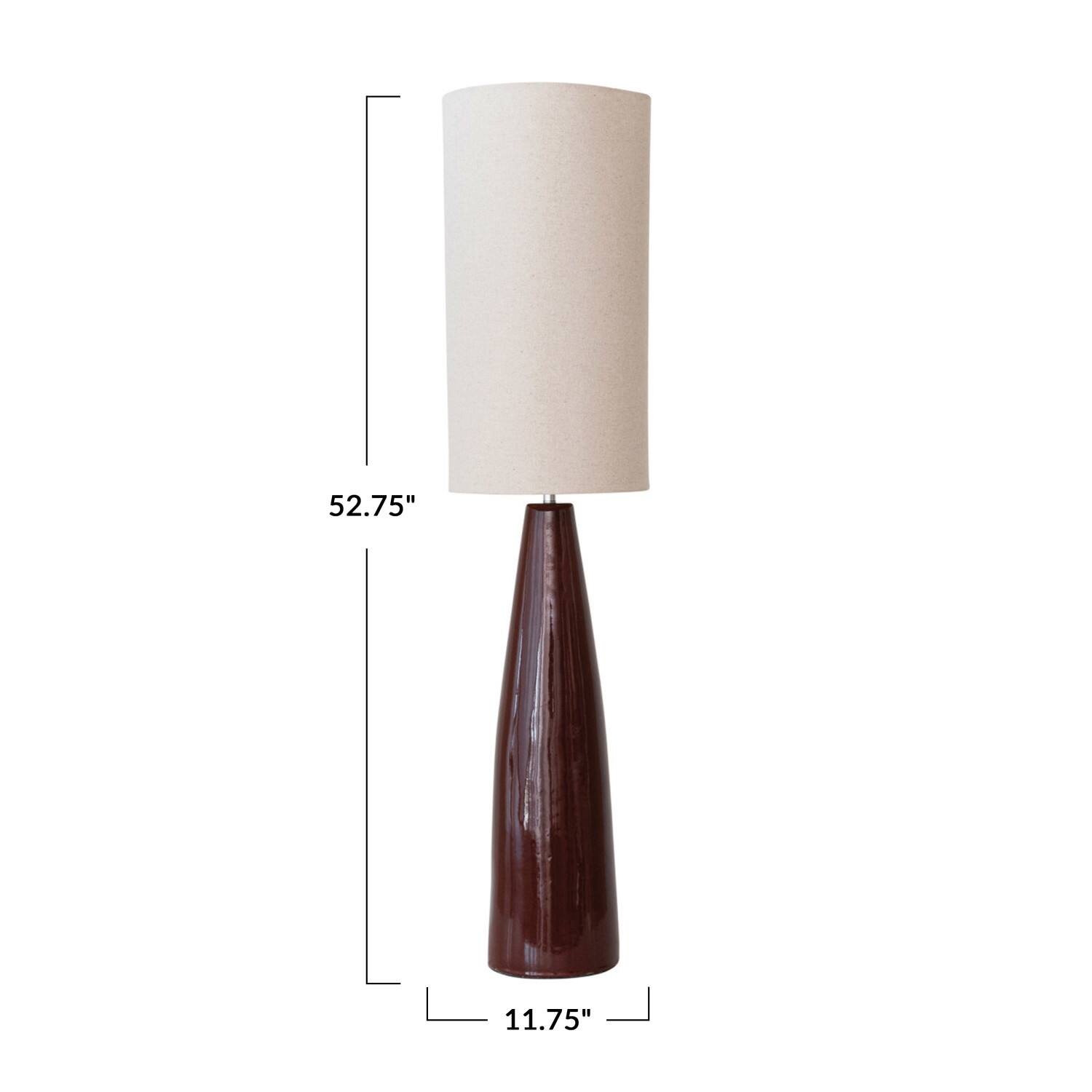 Hello Honey&#xAE; 4ft. Brown Reactive Glaze Ceramic Floor Lamp with Linen Shade