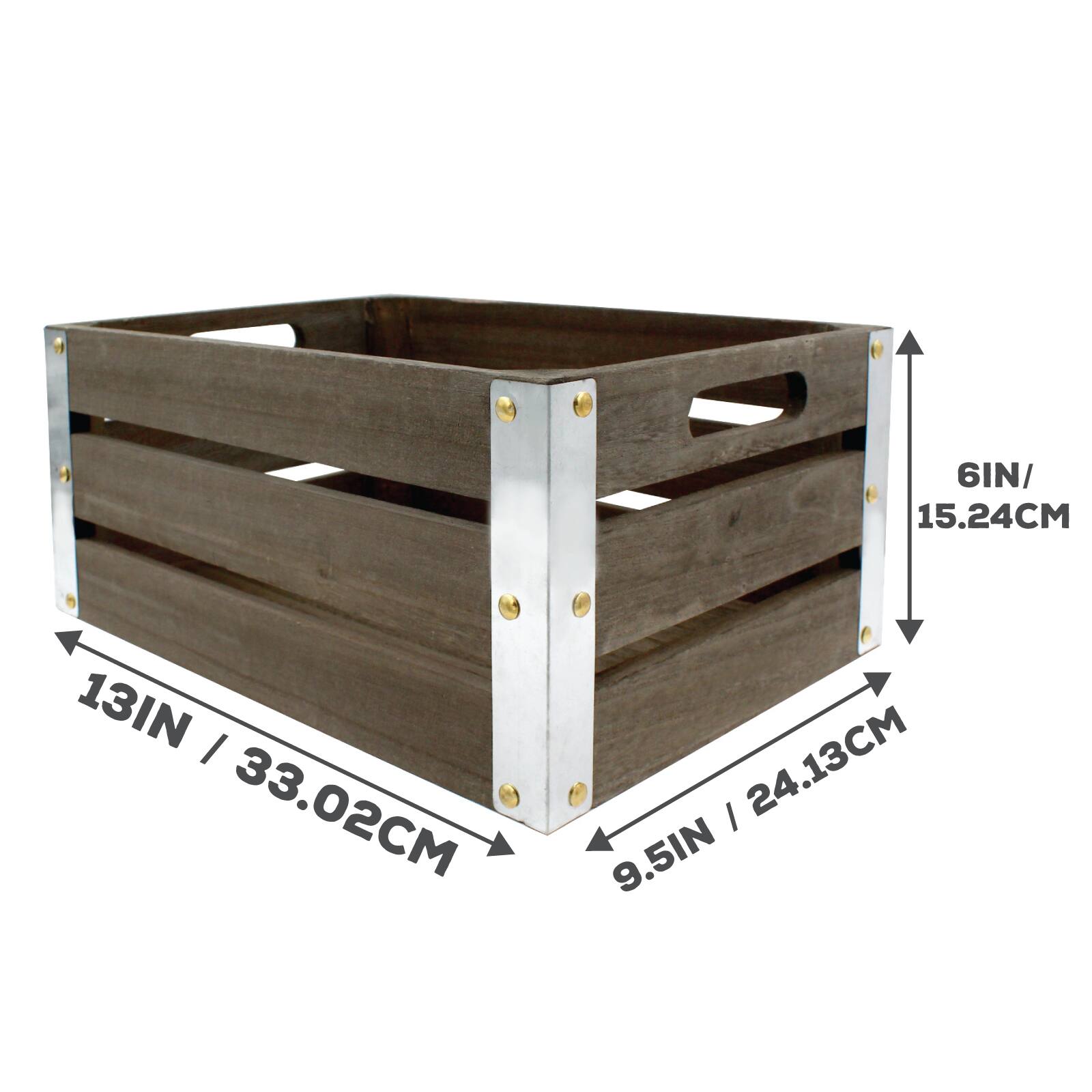 ArtSkills® 13" Rustic Wooden Crate with Metal Edges, 2ct.