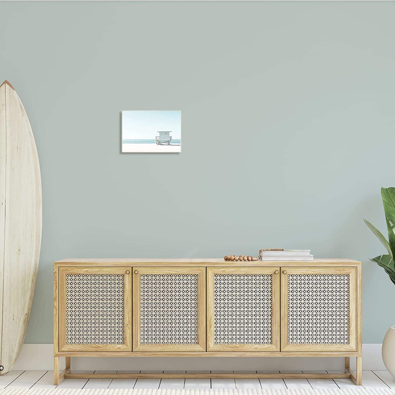 Stupell Industries Sun Bleached Blue Coast Lifeguard Shelter Summer Photography Wall Plaque