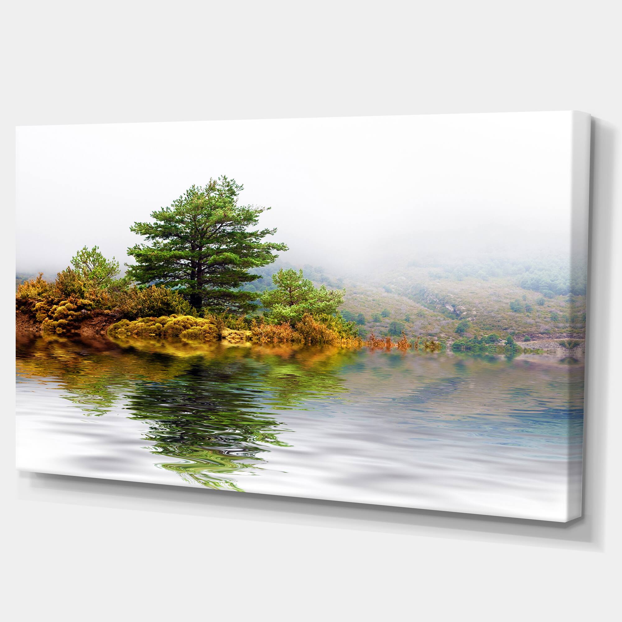 Designart - Pine Tree with Reflection - Landscape Photography Canvas Print