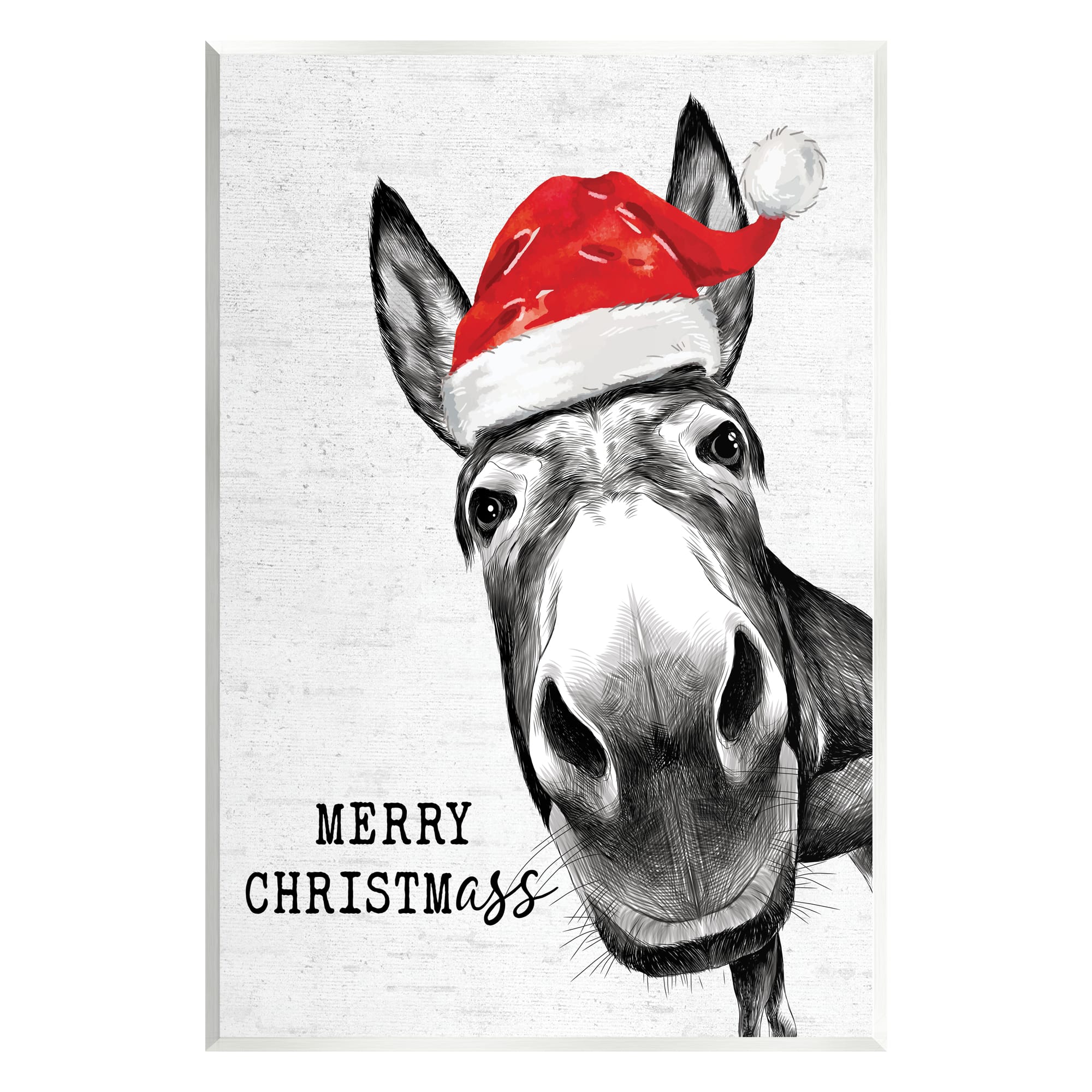 Stupell Industries Merry Christmass Funny Donkey Wall Plaque Art