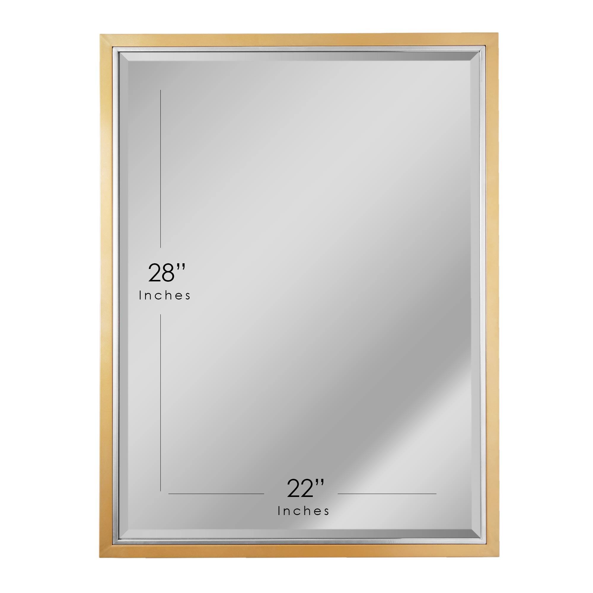 Brushed Brass/Chrome Metal Framed Beveled Edge Wall Mirror - 30" x 40"