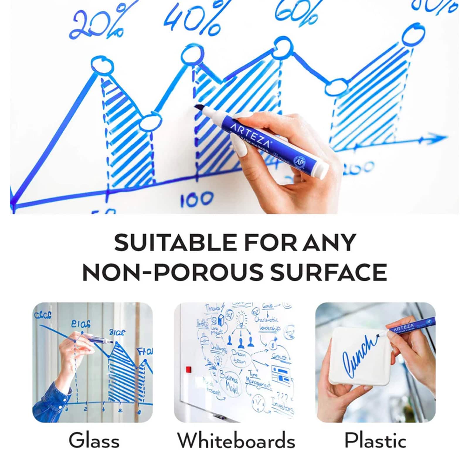 Arteza® Blue Chisel Tip Dry Erase Markers, 36ct.