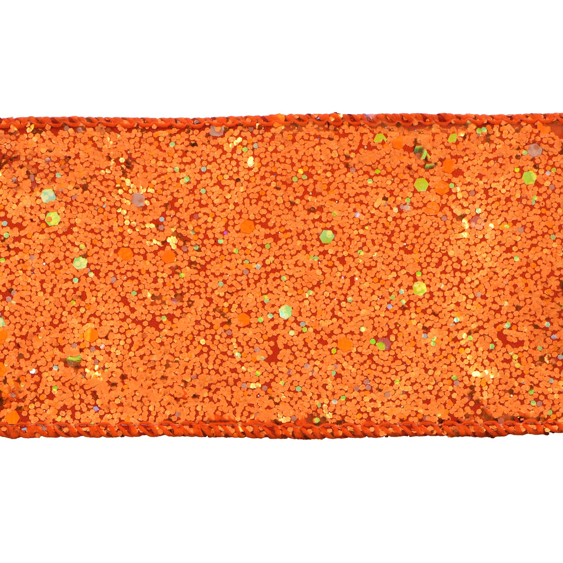 2.5&#x22; x 6.6yd. Orange Glow-in-the-Dark Wired Glitter Taffeta Ribbon by Celebrate It&#xAE;