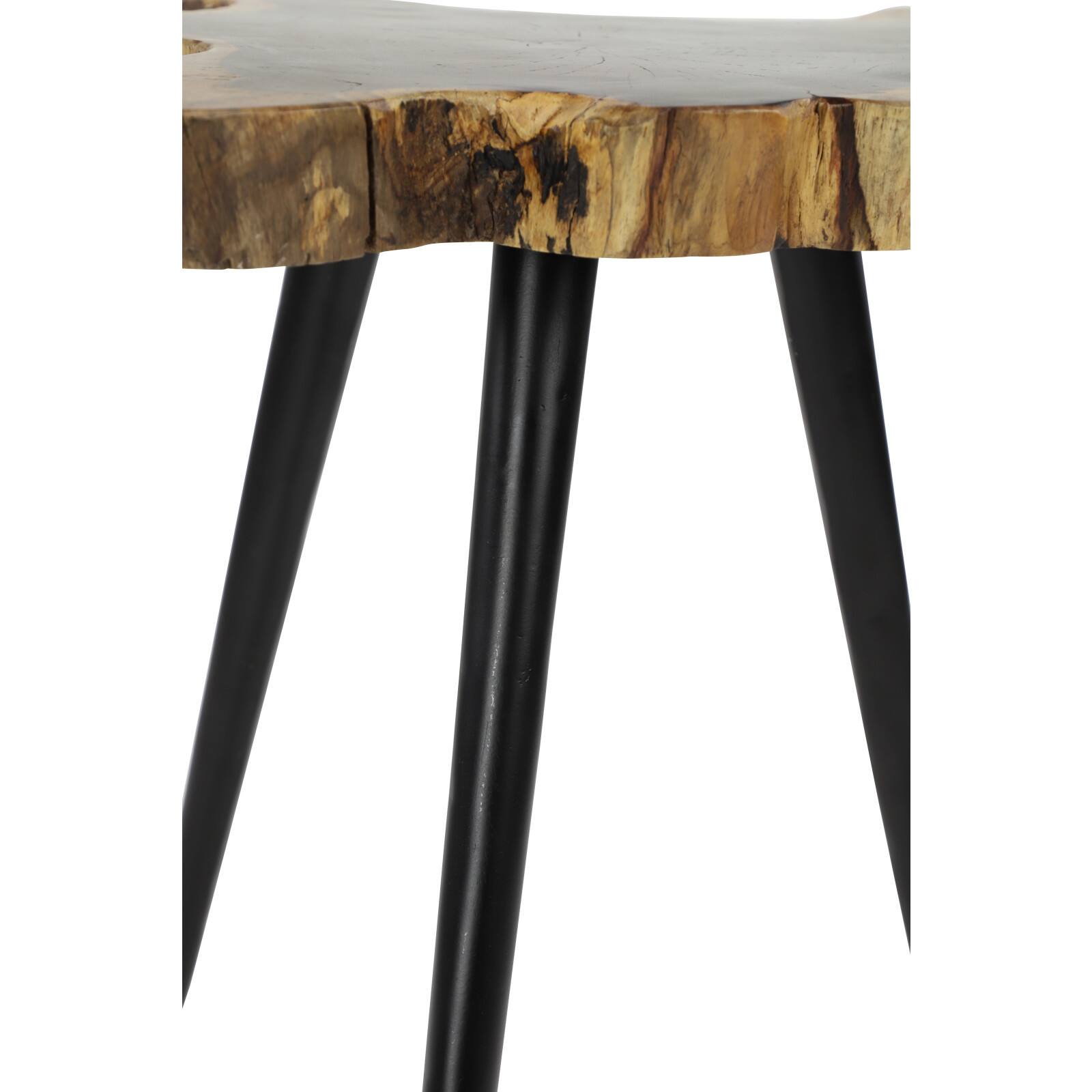 21&#x22; Brown Rosewood &#x26; Metal Contemporary Accent Table