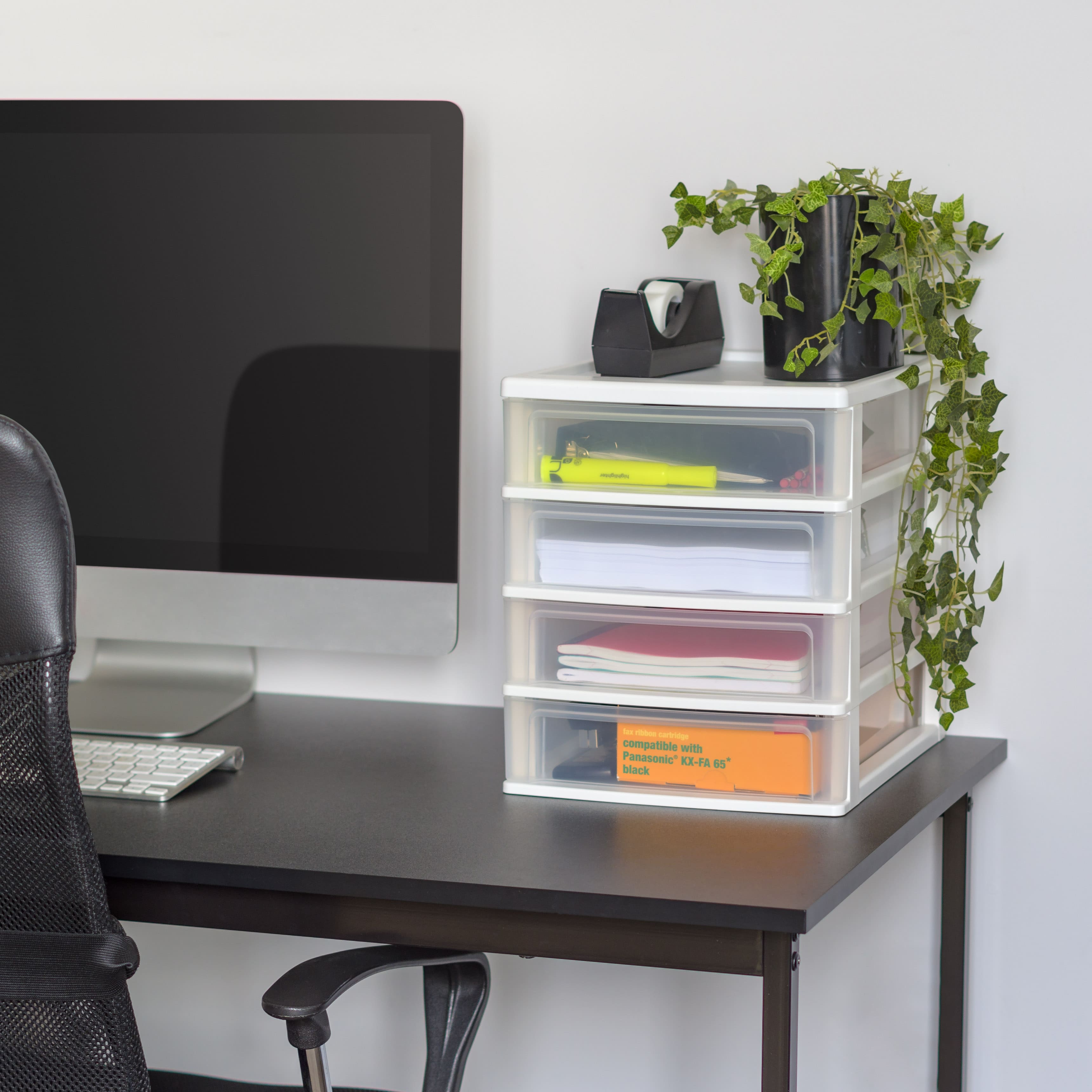 IRIS White 4-Drawer Desktop-Storage Unit