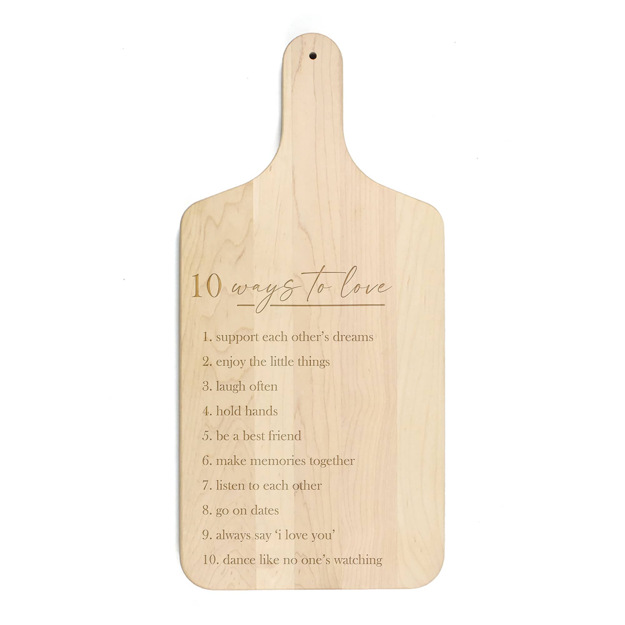 17&#x22; Ten Ways to Love Maple Paddle Cutting Board