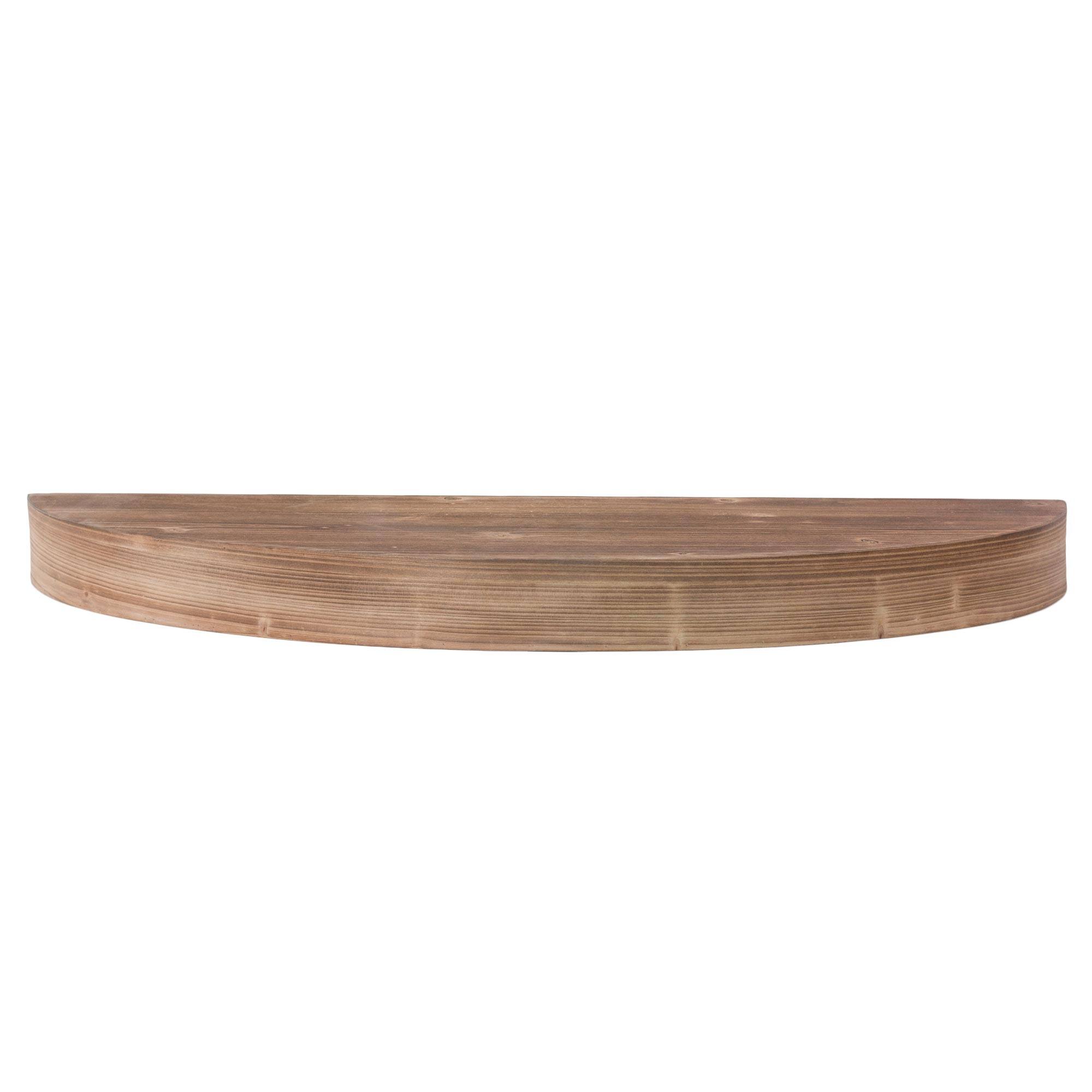 Large Brown Round Wood Floating Wall Shelf
