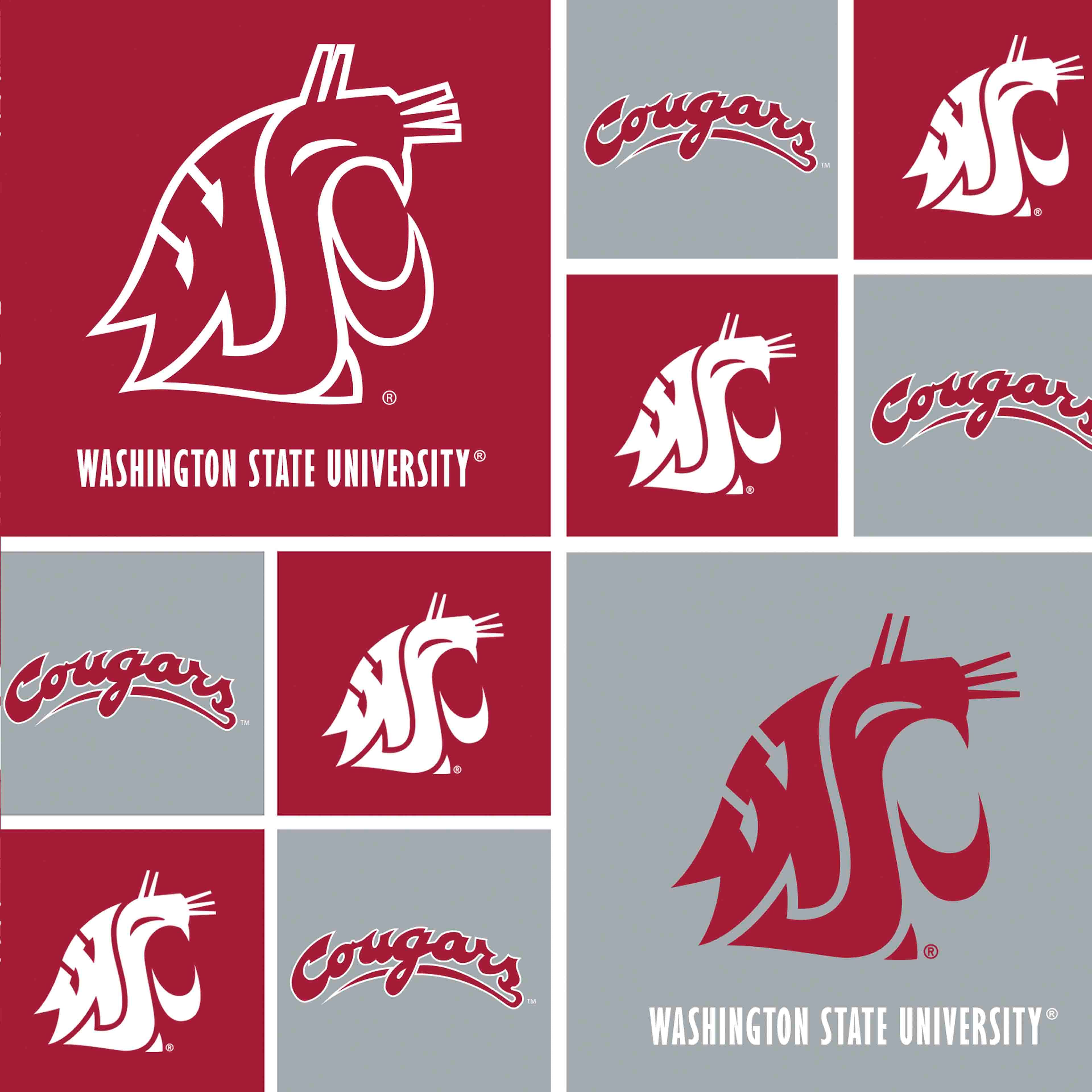 NCAA Washington State University Cougars Block Cotton Fabric