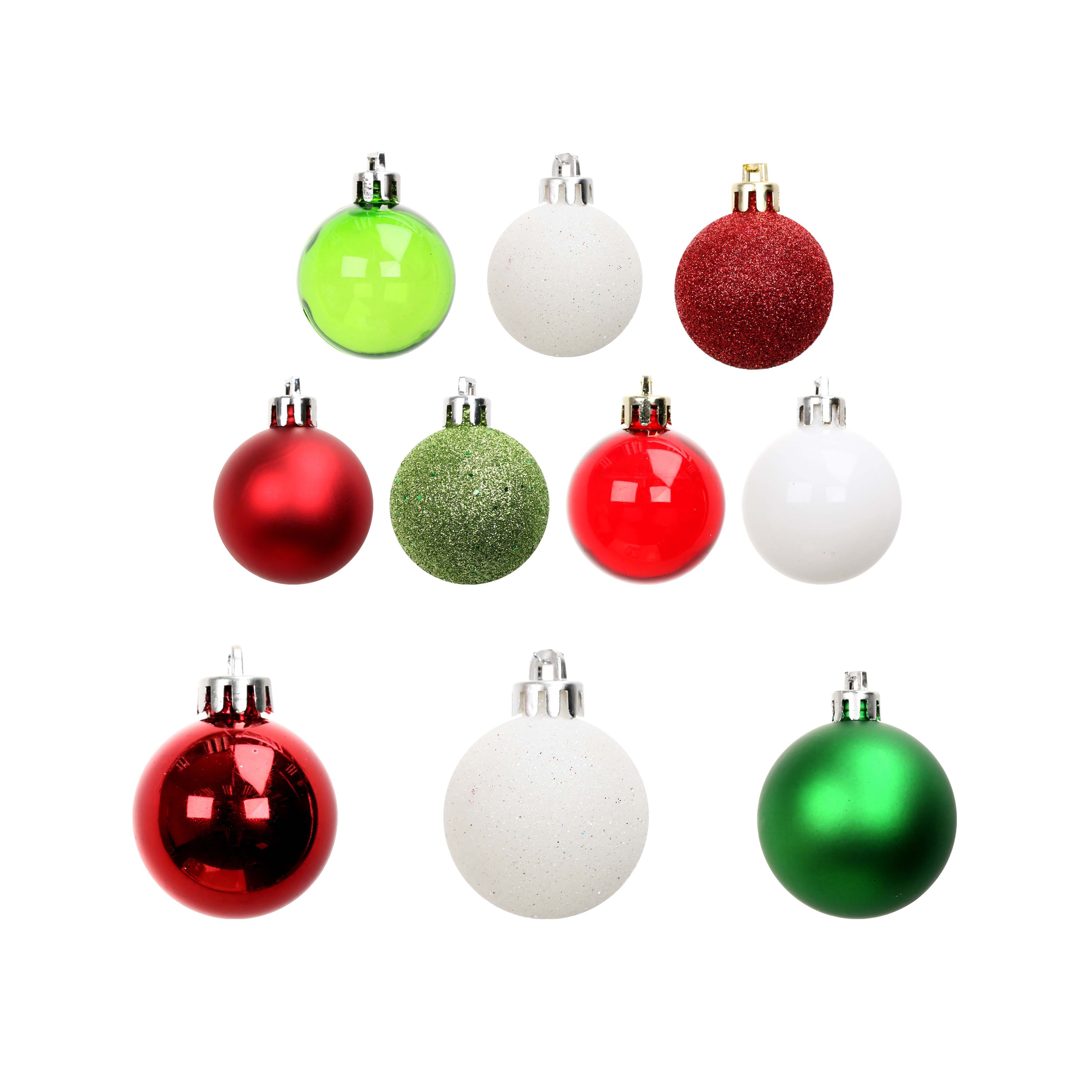 100 Pack Red, Green &#x26; White Shatterproof Ball Ornaments by Ashland&#xAE;