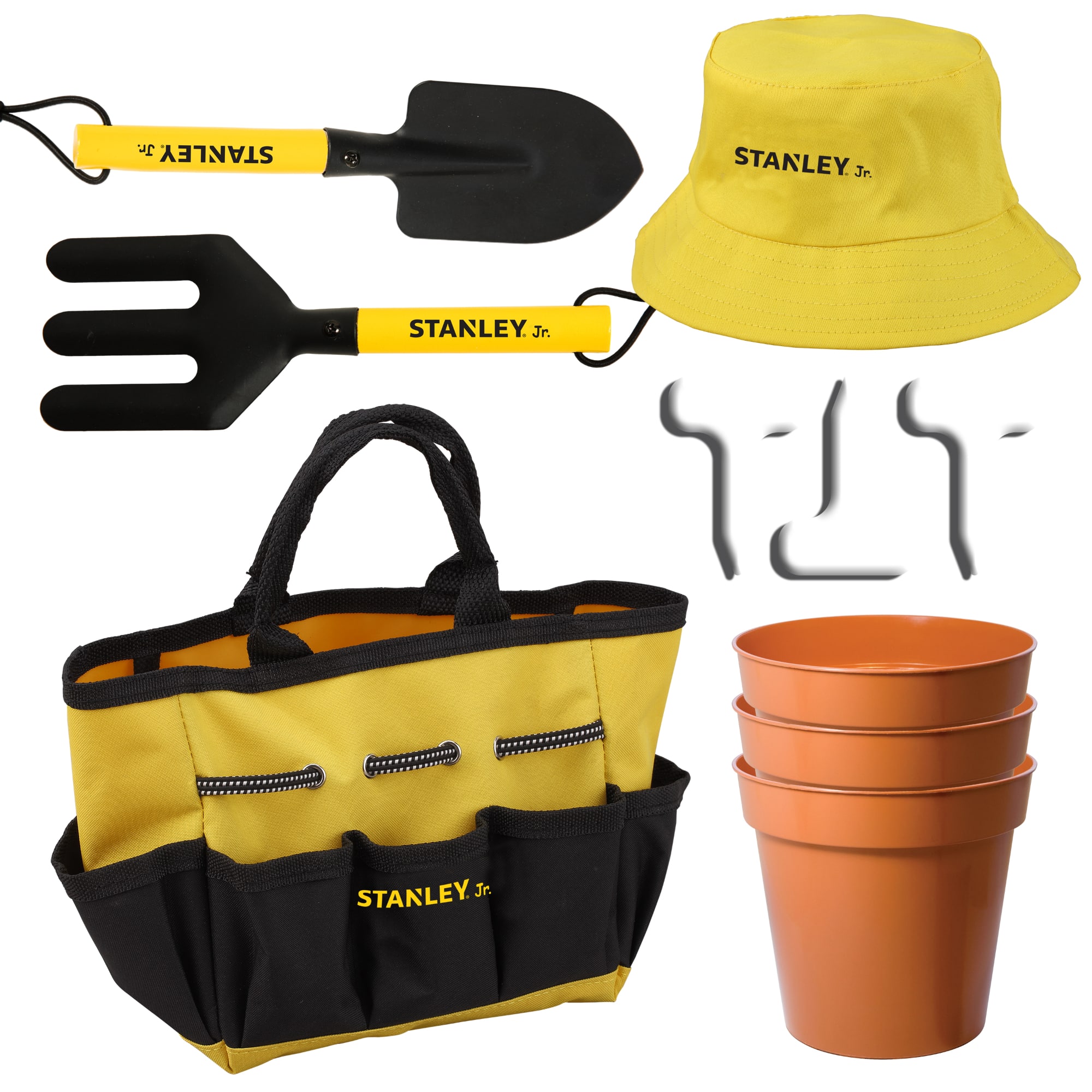 Red Toolbox Stanley Jr 10-Piece Garden Tools Set With Sun Hat &#x26; Bag