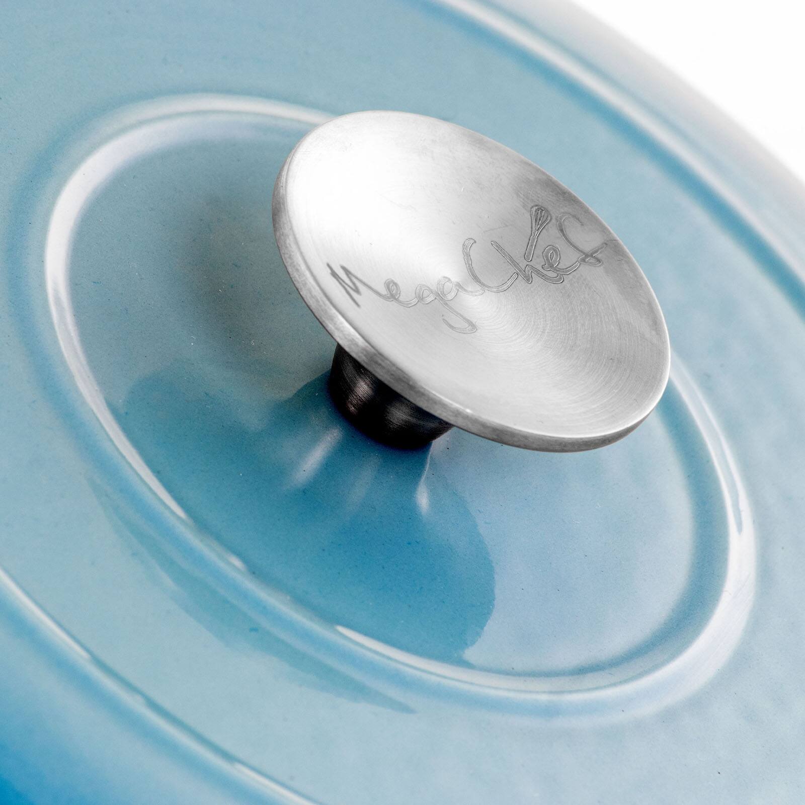 MegaChef Blue Enameled Cast Iron Casserole