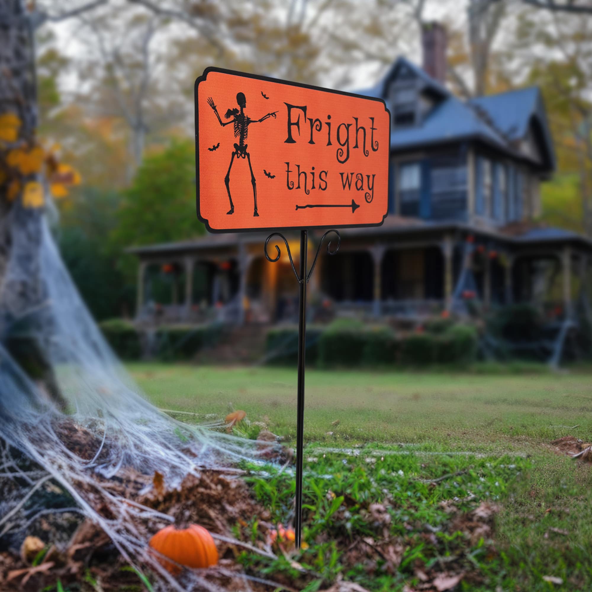 27.5" Fright This Way Outdoor Halloween Lawn Stake
