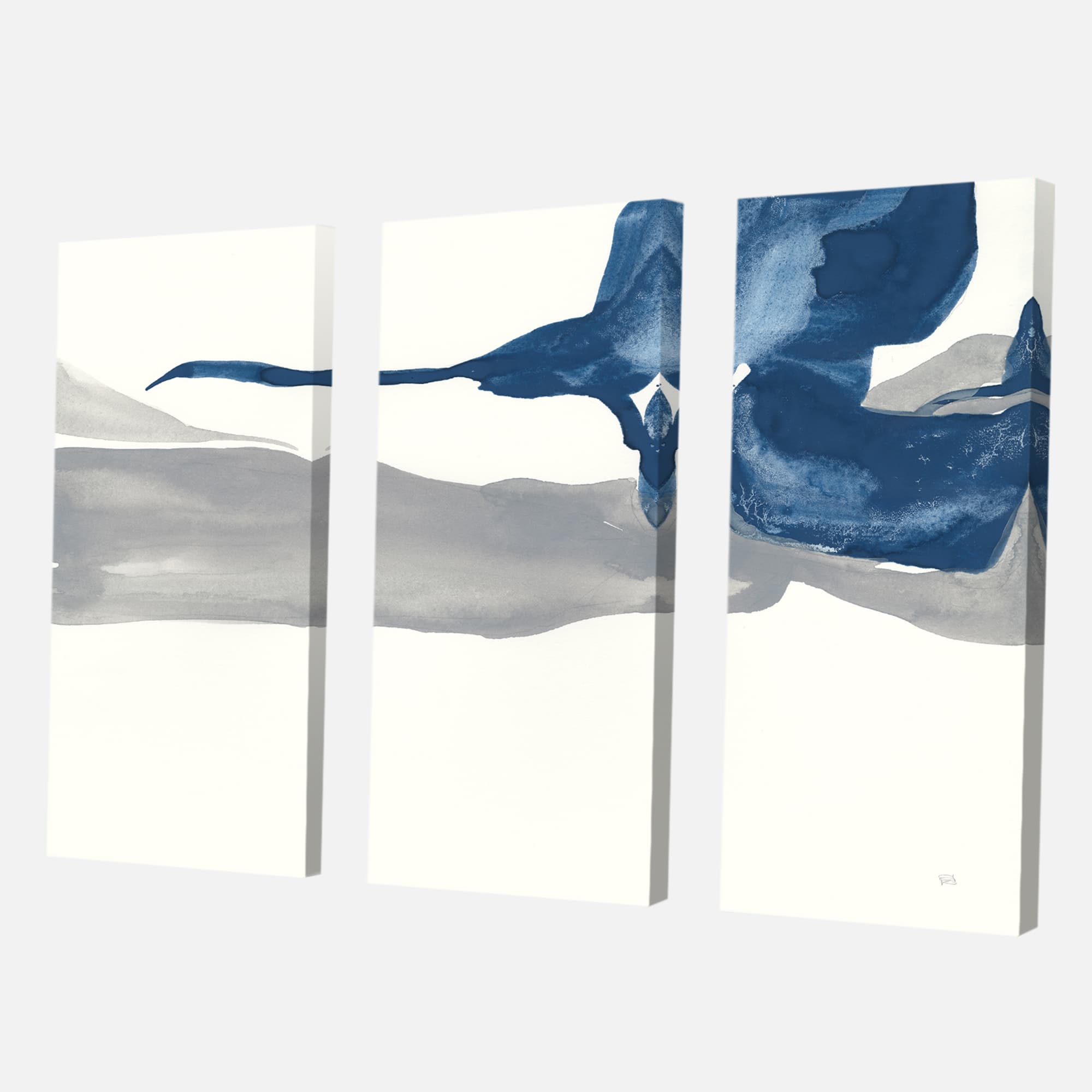 Designart - Gouache Sapphire on Gray IV - Modern & Transitional Canvas Art