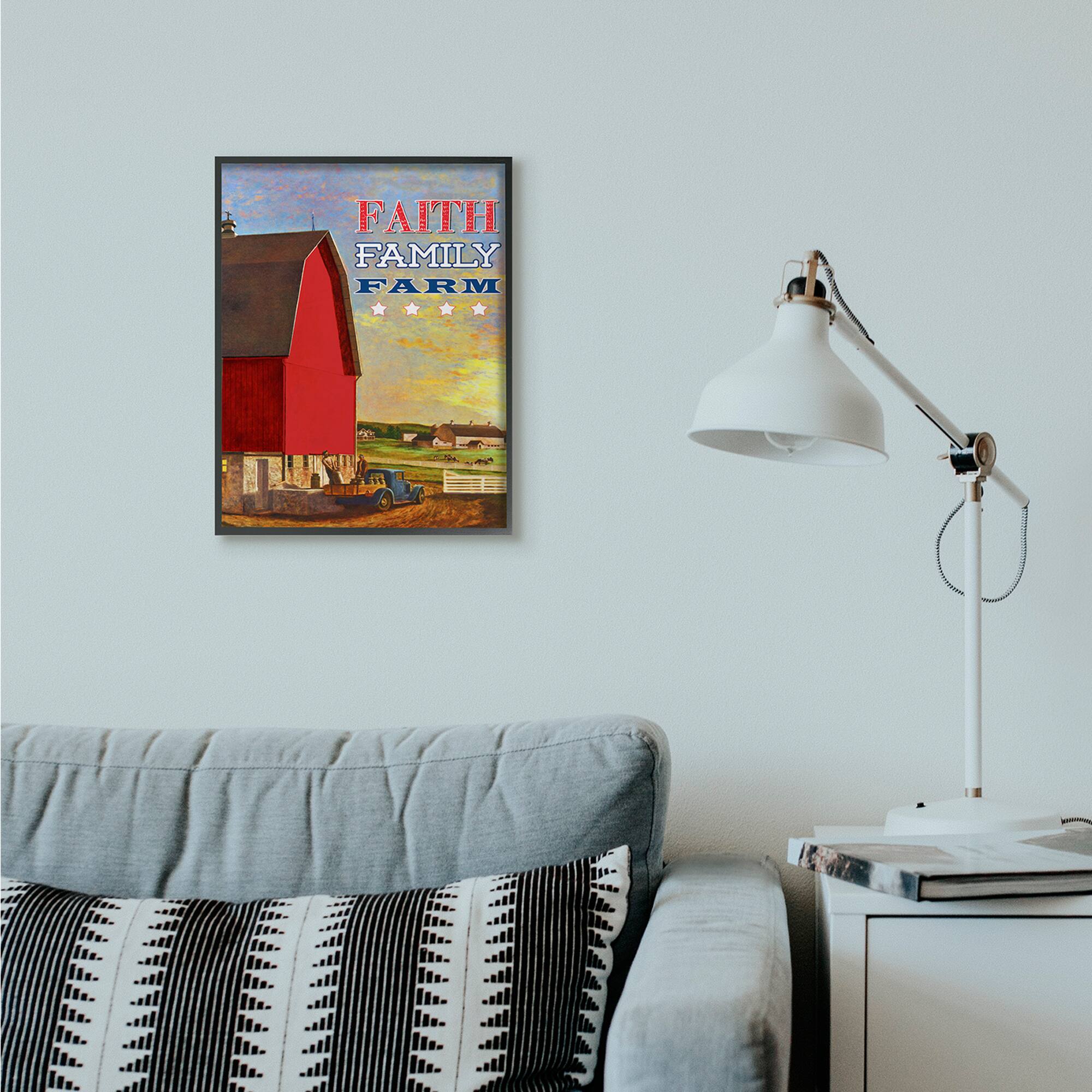 Stupell Industries Faith Family Farm Wall Art in Black Frame