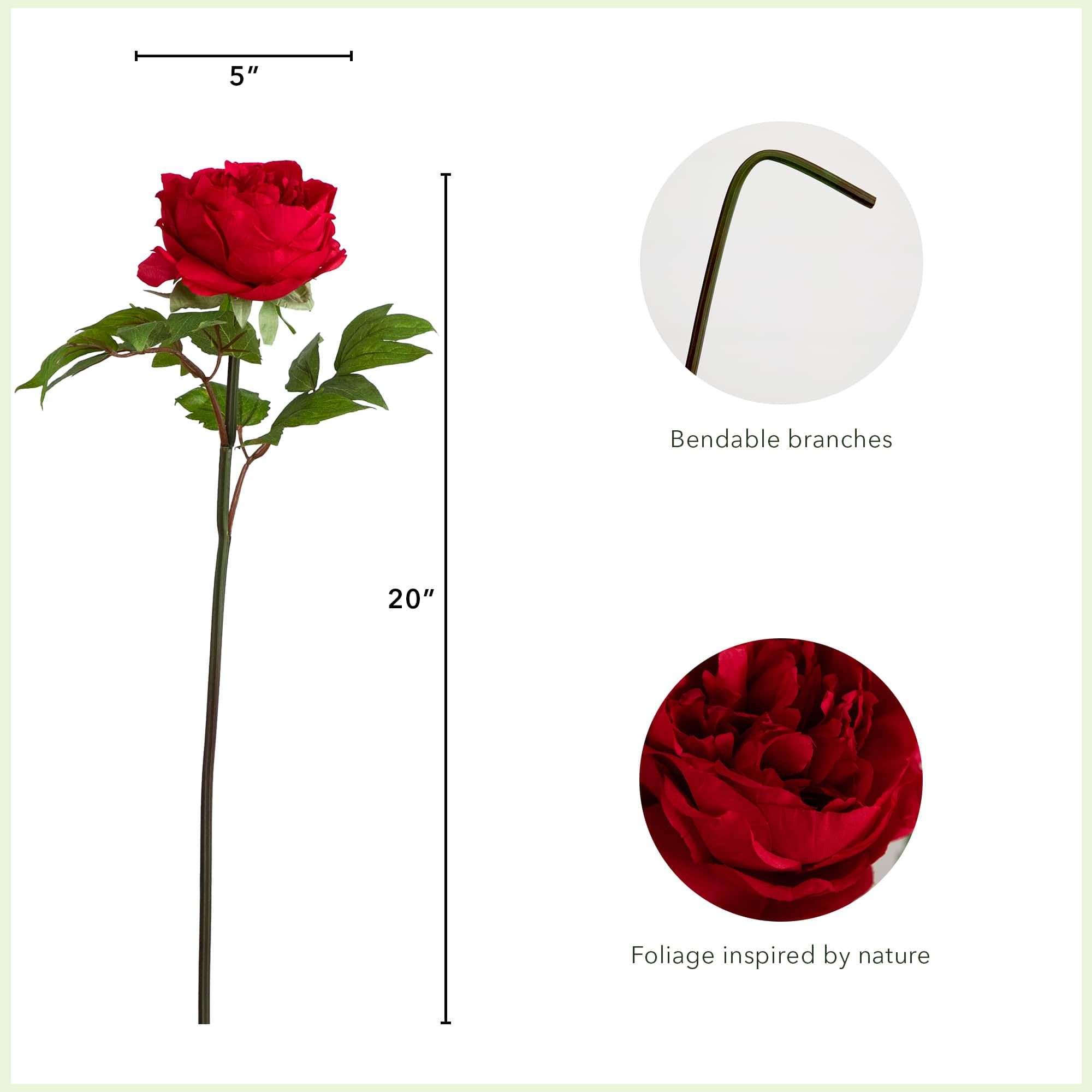 20&#x22; Red Peony Flower Stems, 3ct.