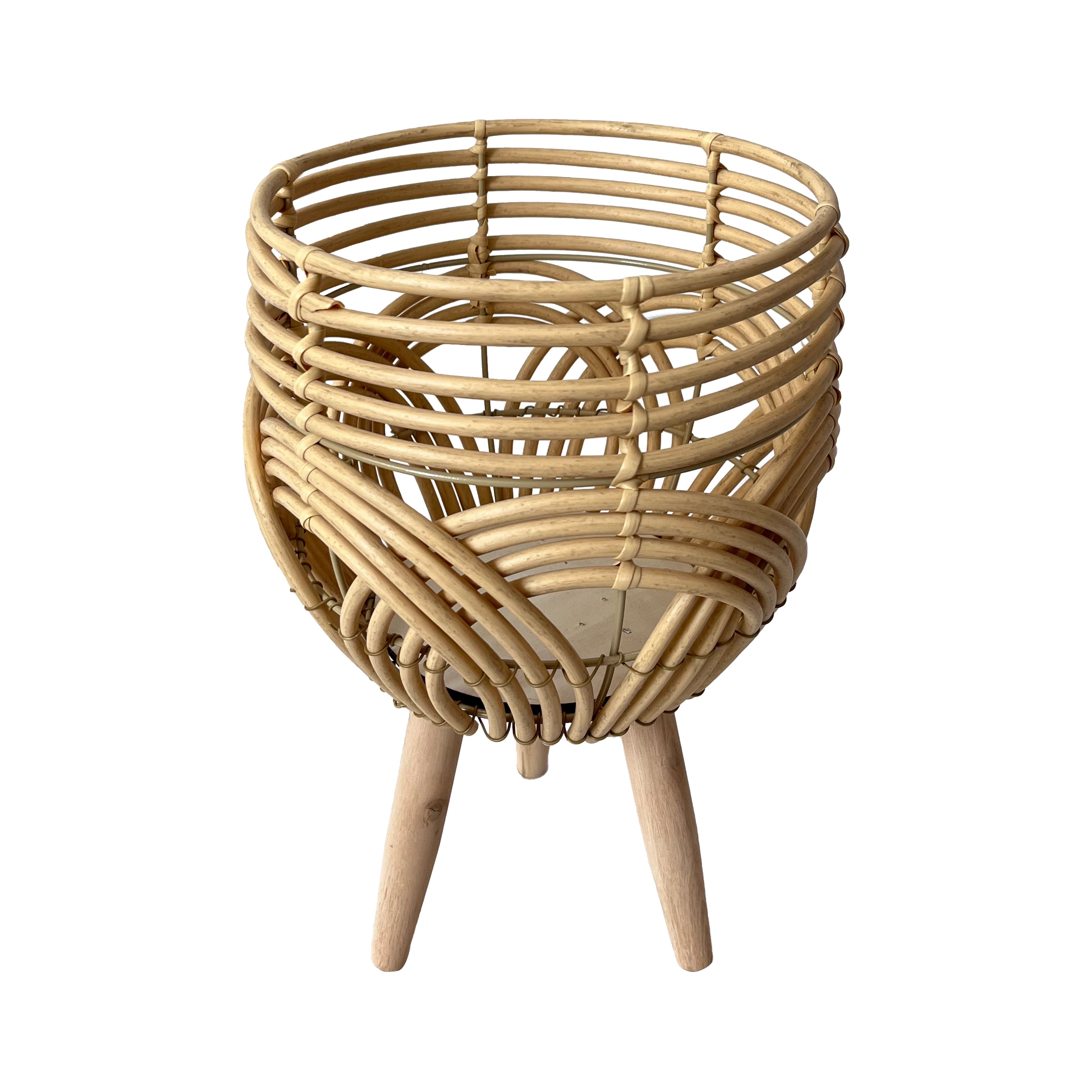 Brown Faux Rattan &#x26; Wood Planter by Ashland&#xAE;