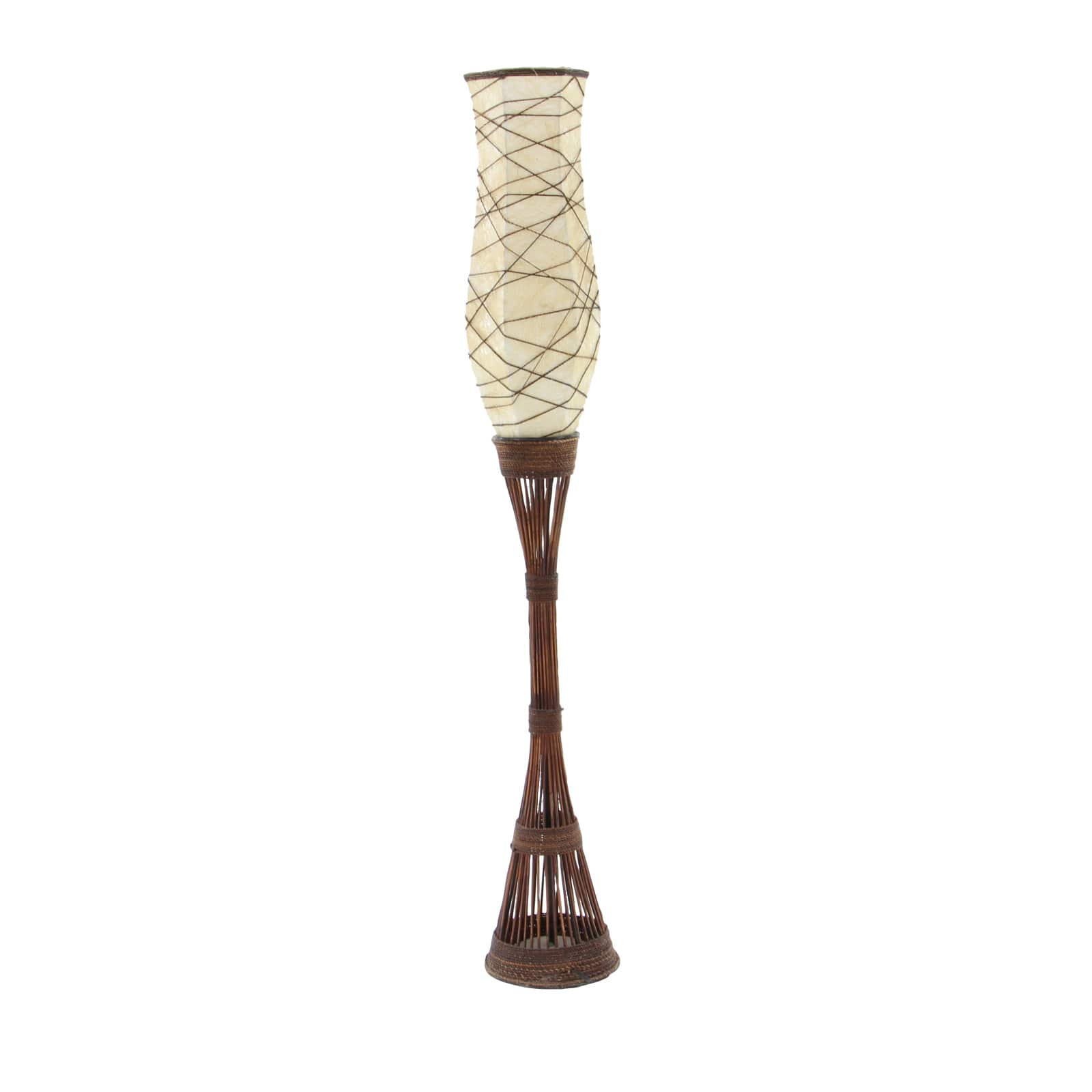 Brown Bamboo and Iron Traditional Floor Lamp, 59&#x22; x 10&#x22; x 10&#x22;