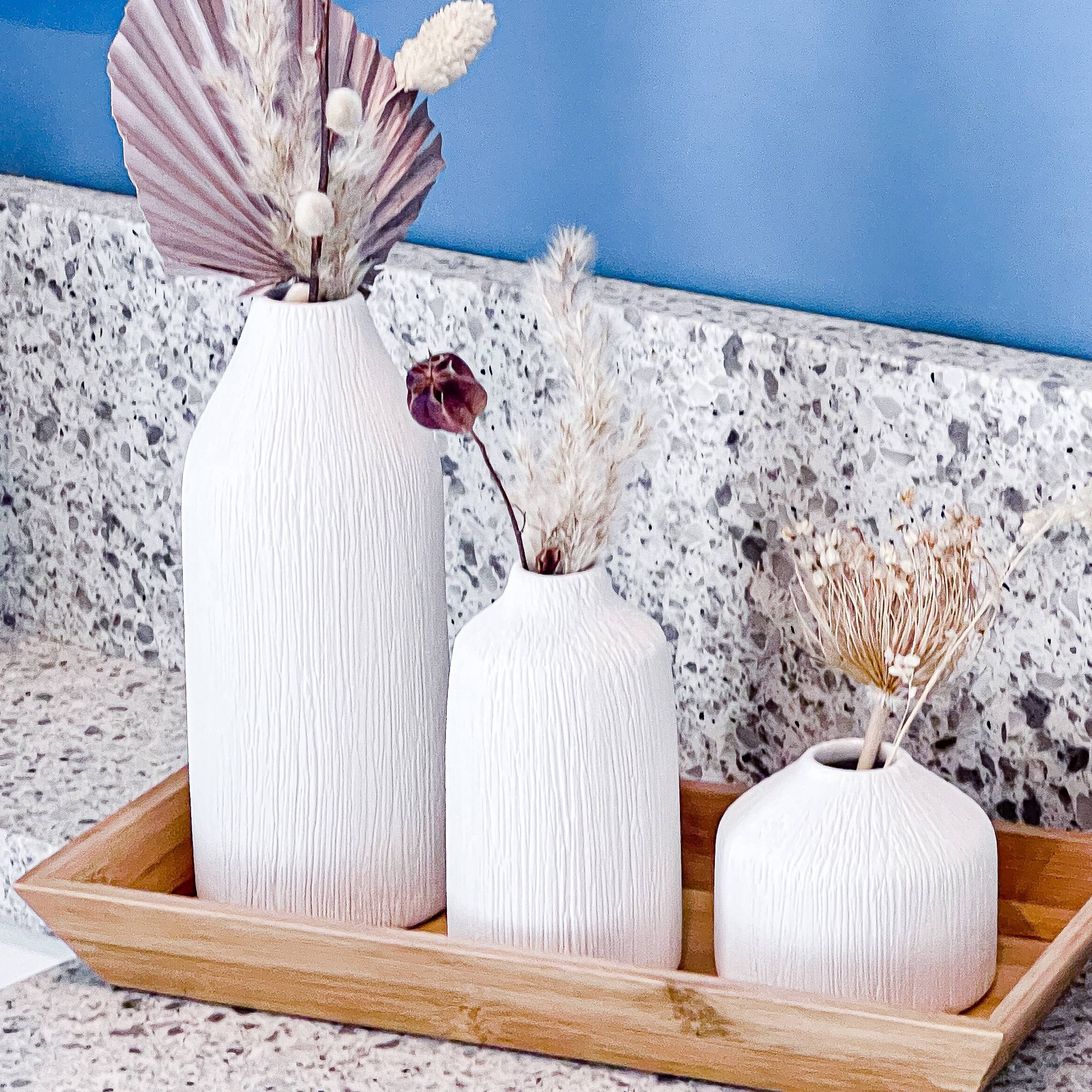 Kate Aspen® White Boho Ceramic Bud Vase Set
