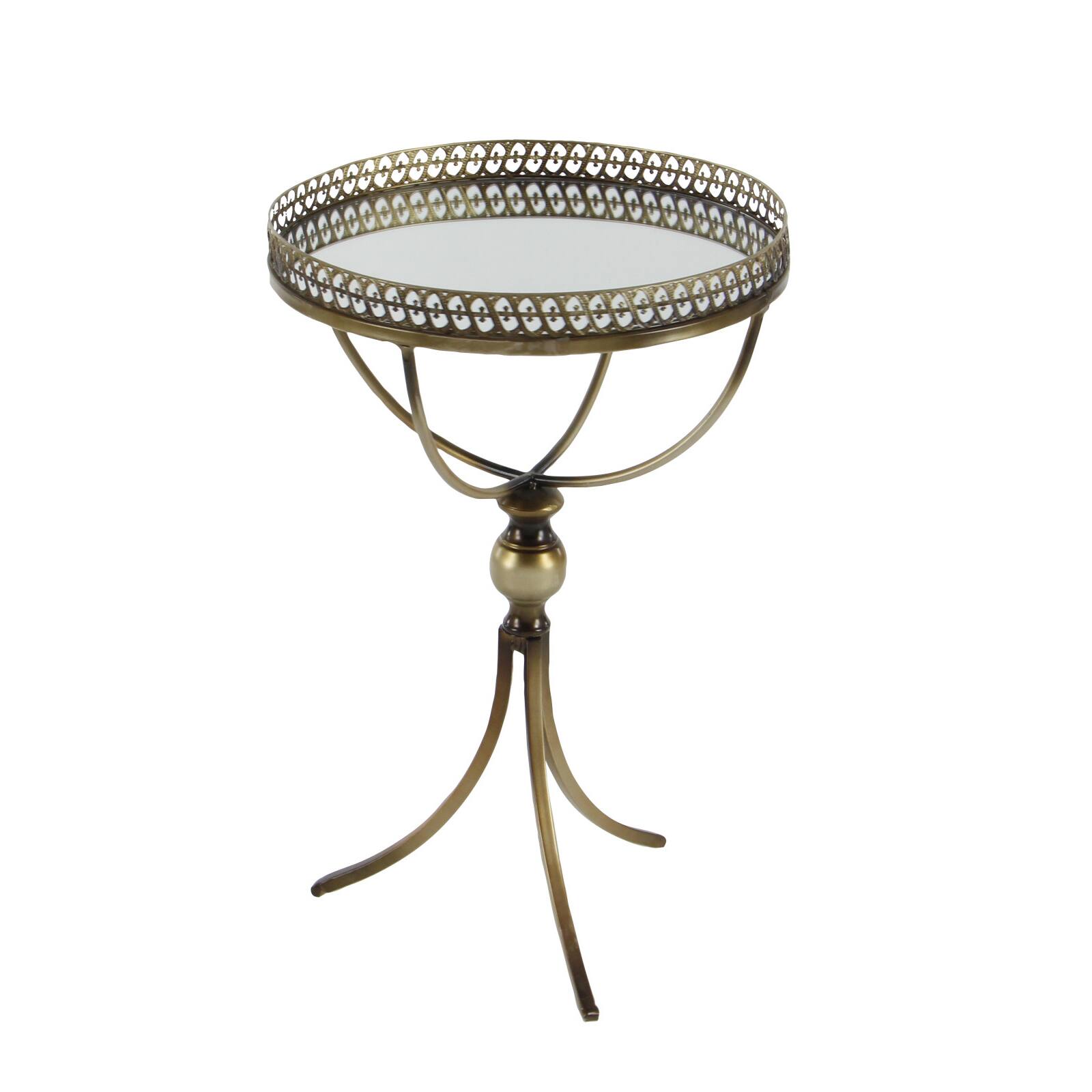 24" Brass Iron Traditional Accent Table