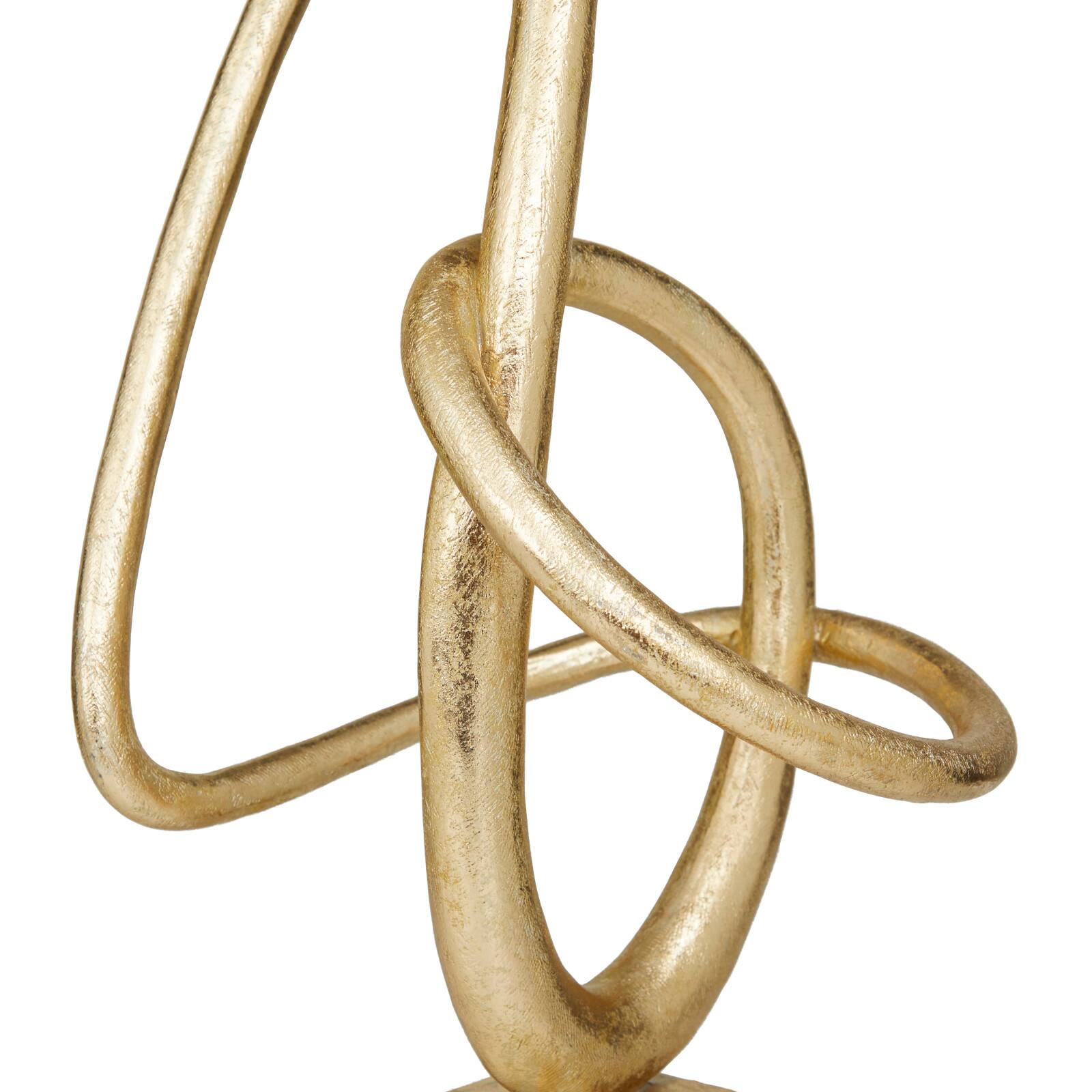 8.75" Gold Colored Polystone Swirl Abstract Sculpture