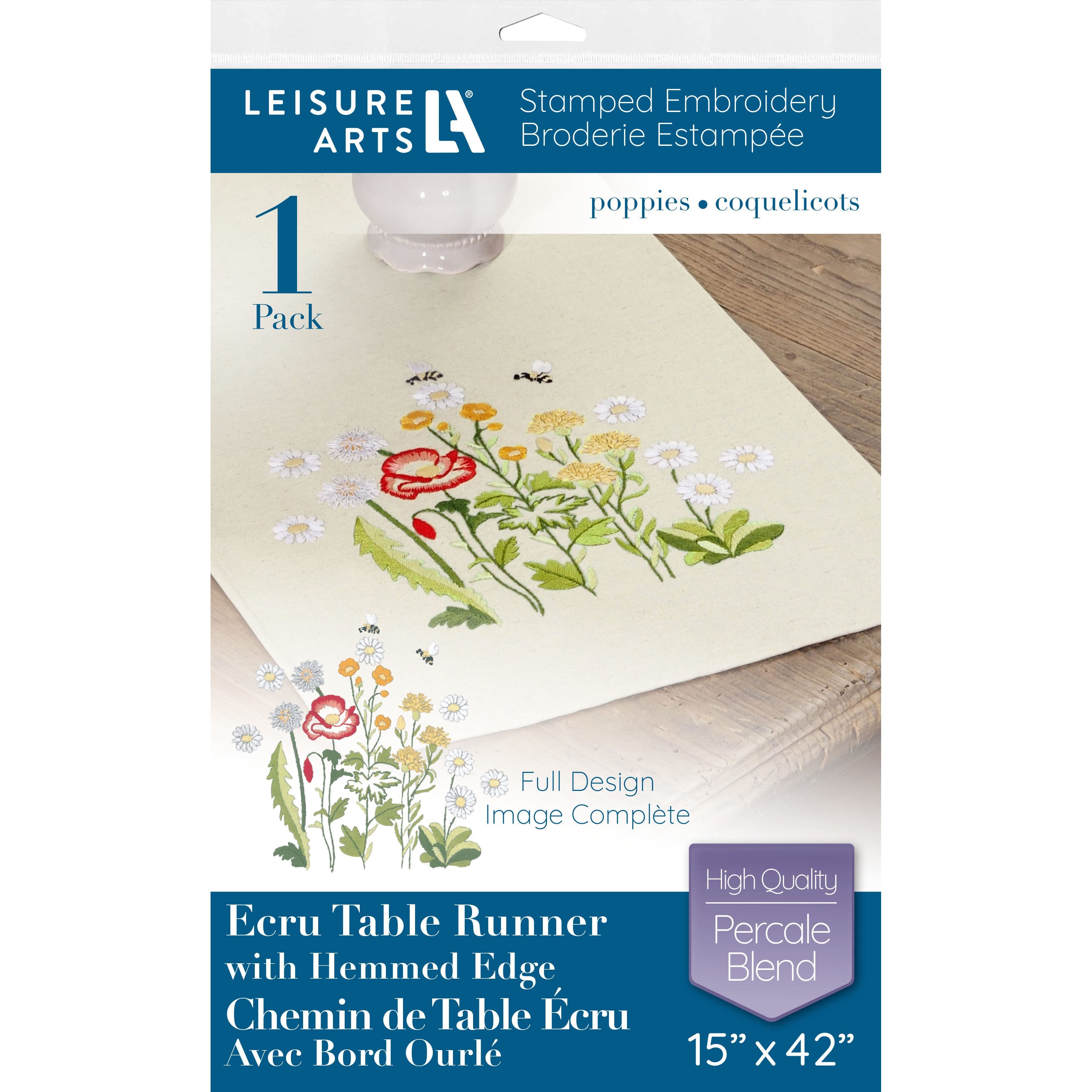 Leisure Arts Poppies Ecru Table Runner Stamped Embroidery Kit - D616073S - Table Runners Buy the Leisure Arts Poppies Ecru Table Runner Sta sku D616073S