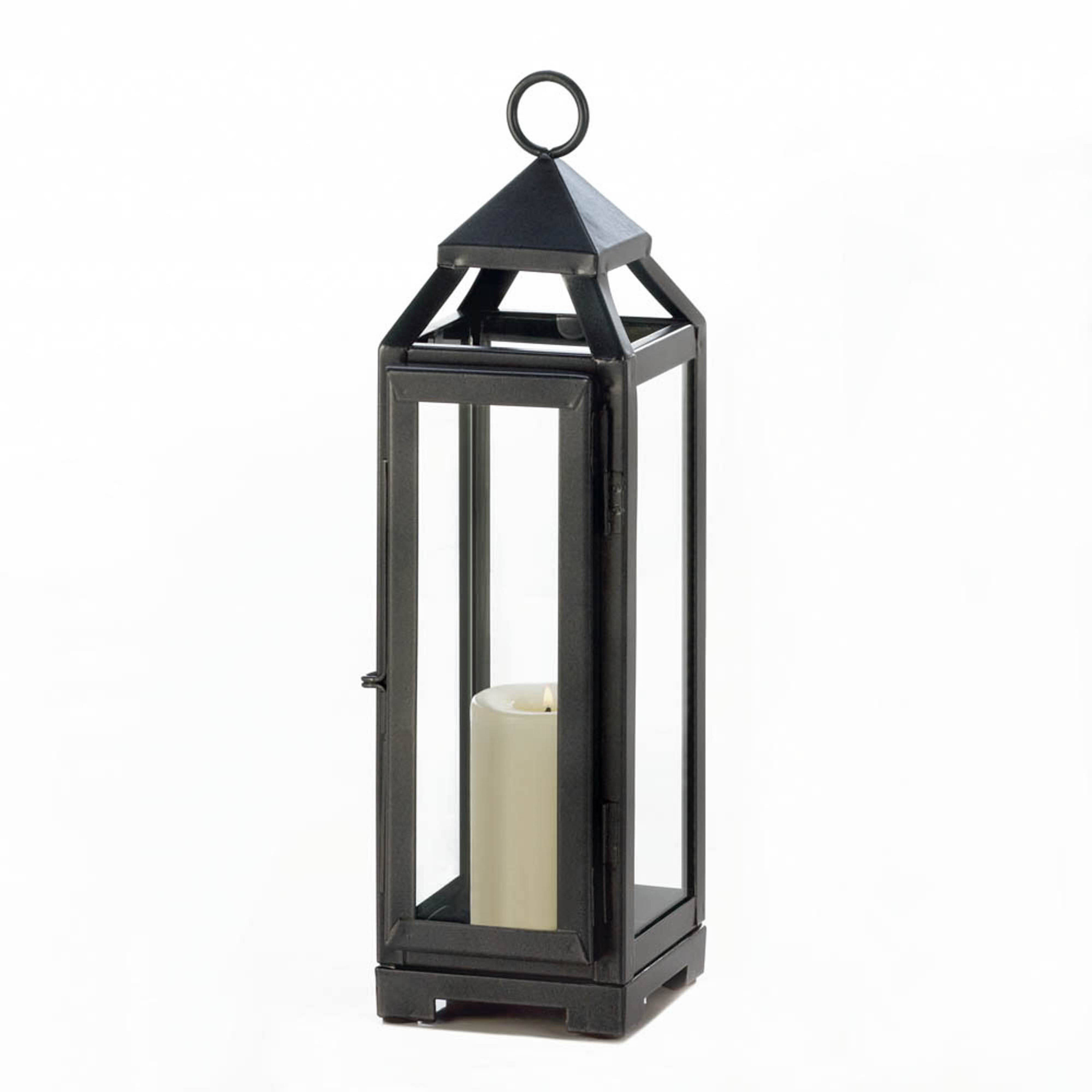 12.75&#x22; Black Tall Slate Lantern