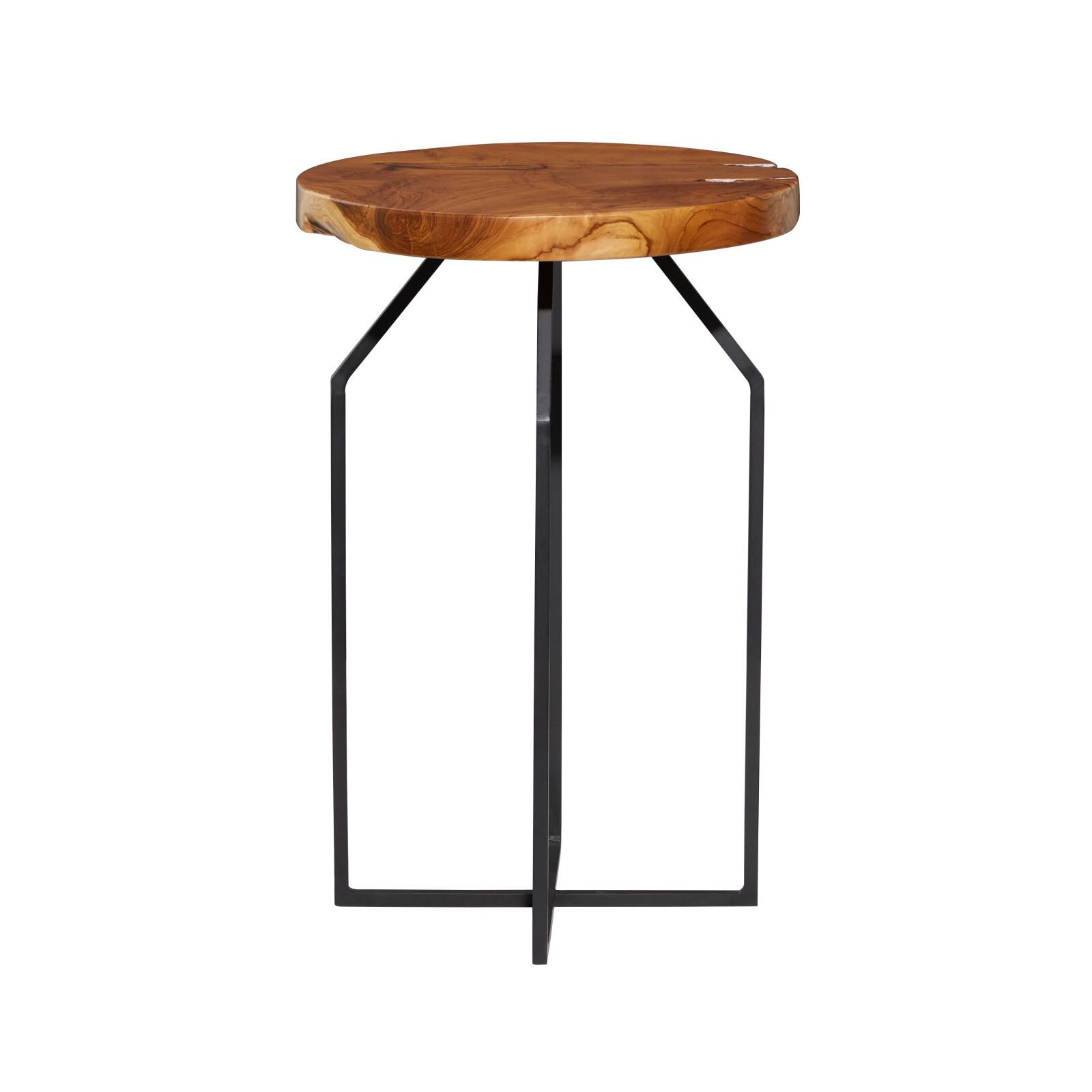 24" Brown Teak Wood Contemporary Accent Table
