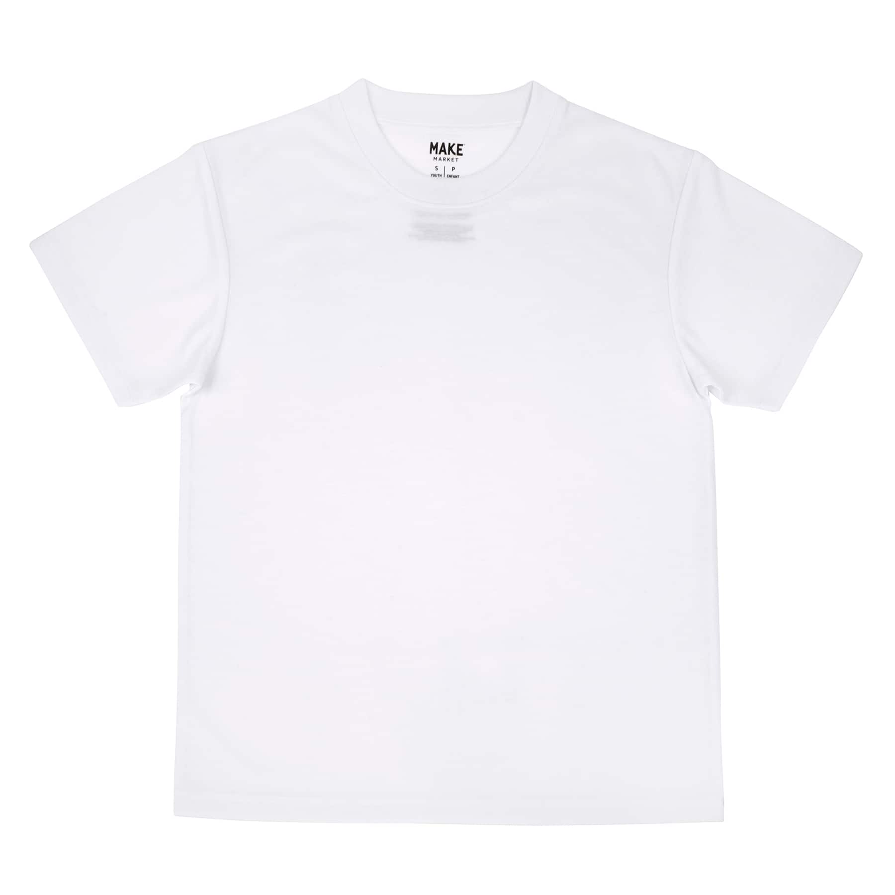 White Youth Polyester Crew Neck T-Shirt by Make Market®