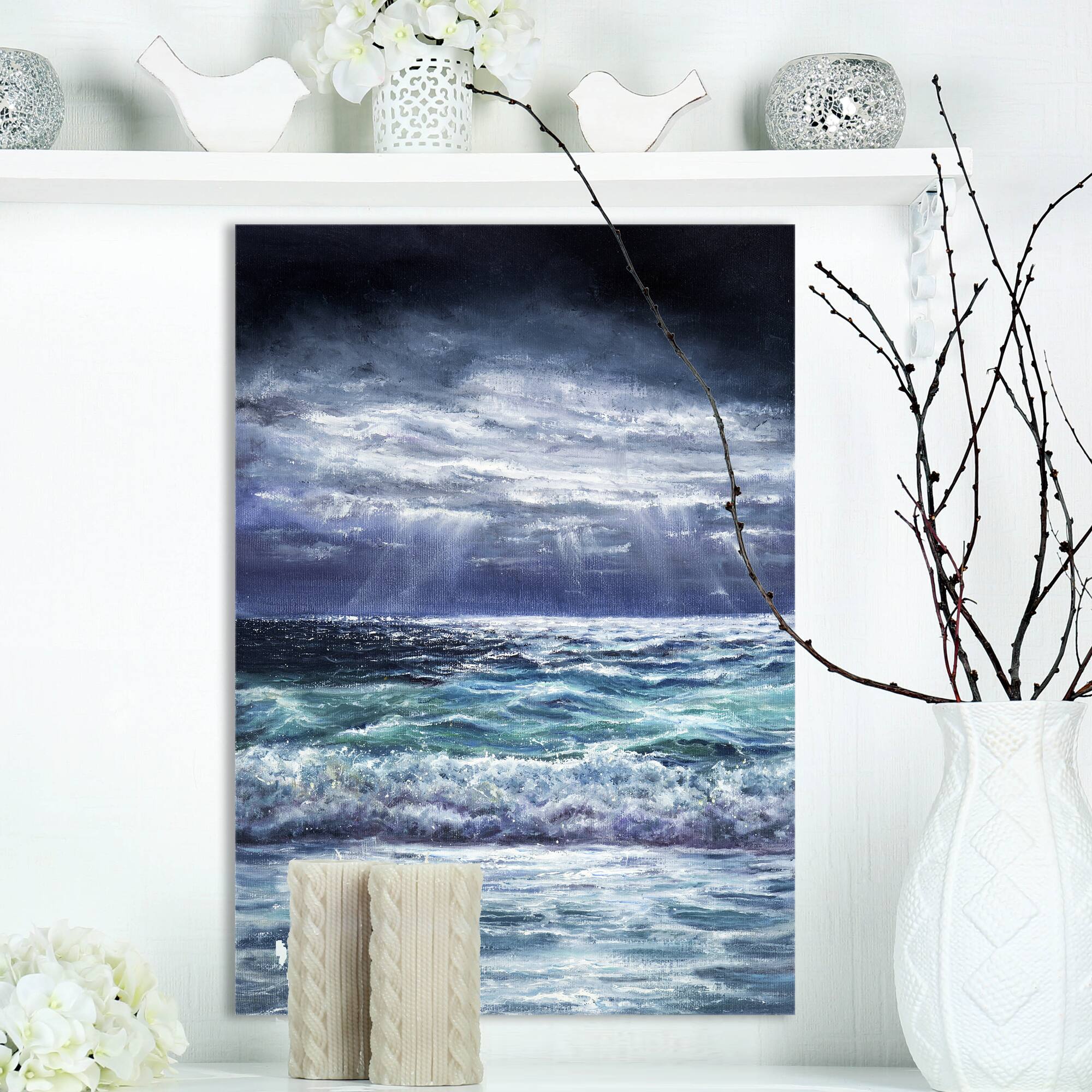 Designart - Ocean storm waves - Sea & Shore Painting Print on Wrapped Canvas