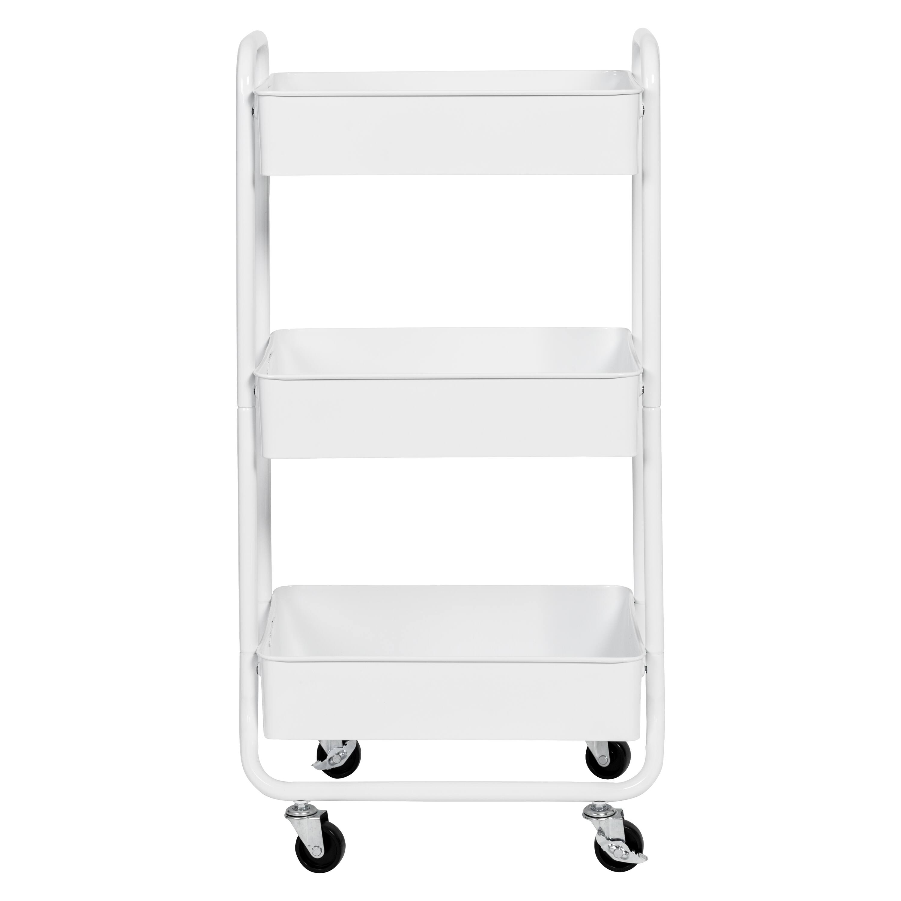 Honey Can Do White 3-Tier Metal Rolling Cart