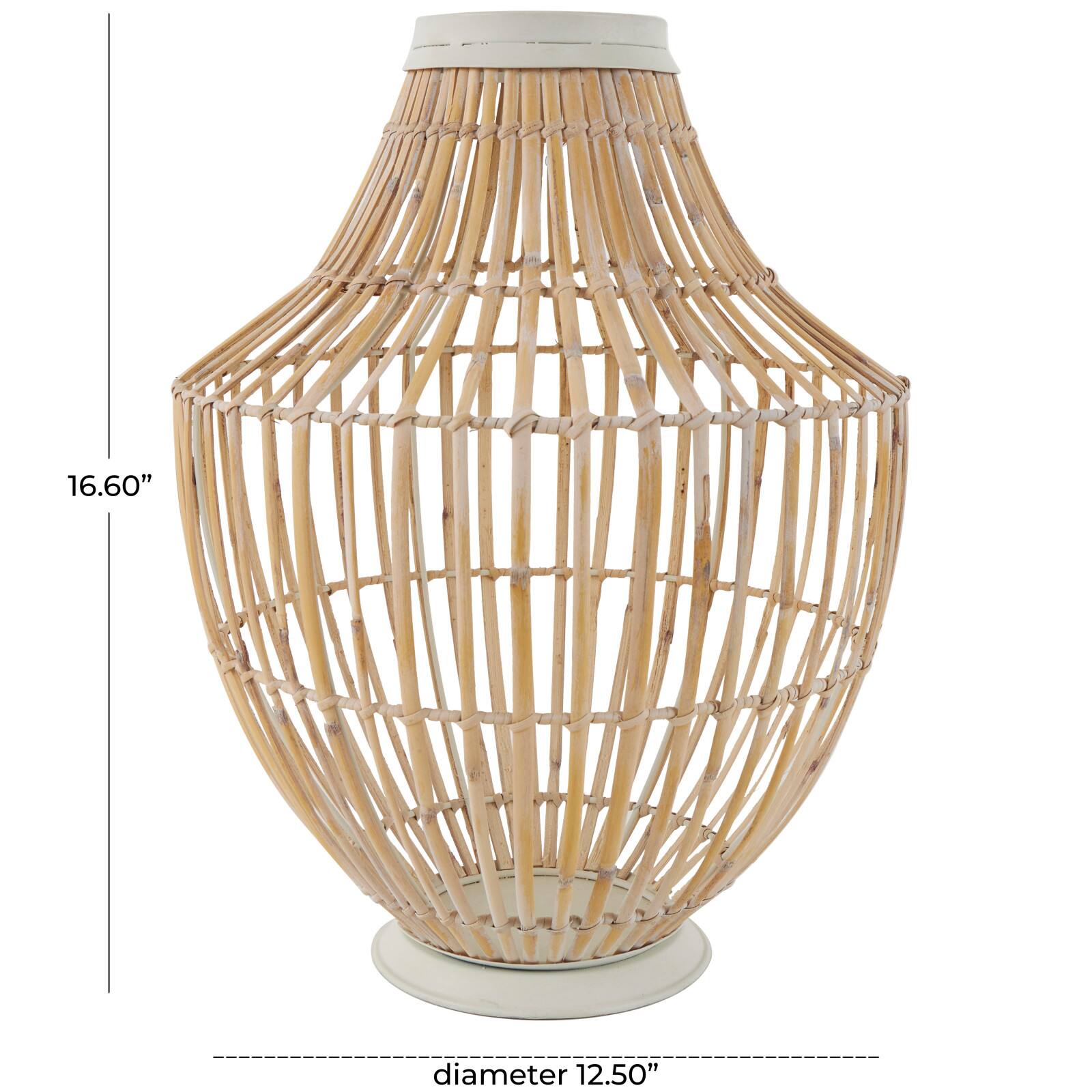 17" Brown Bamboo Handmade Open Frame Vase