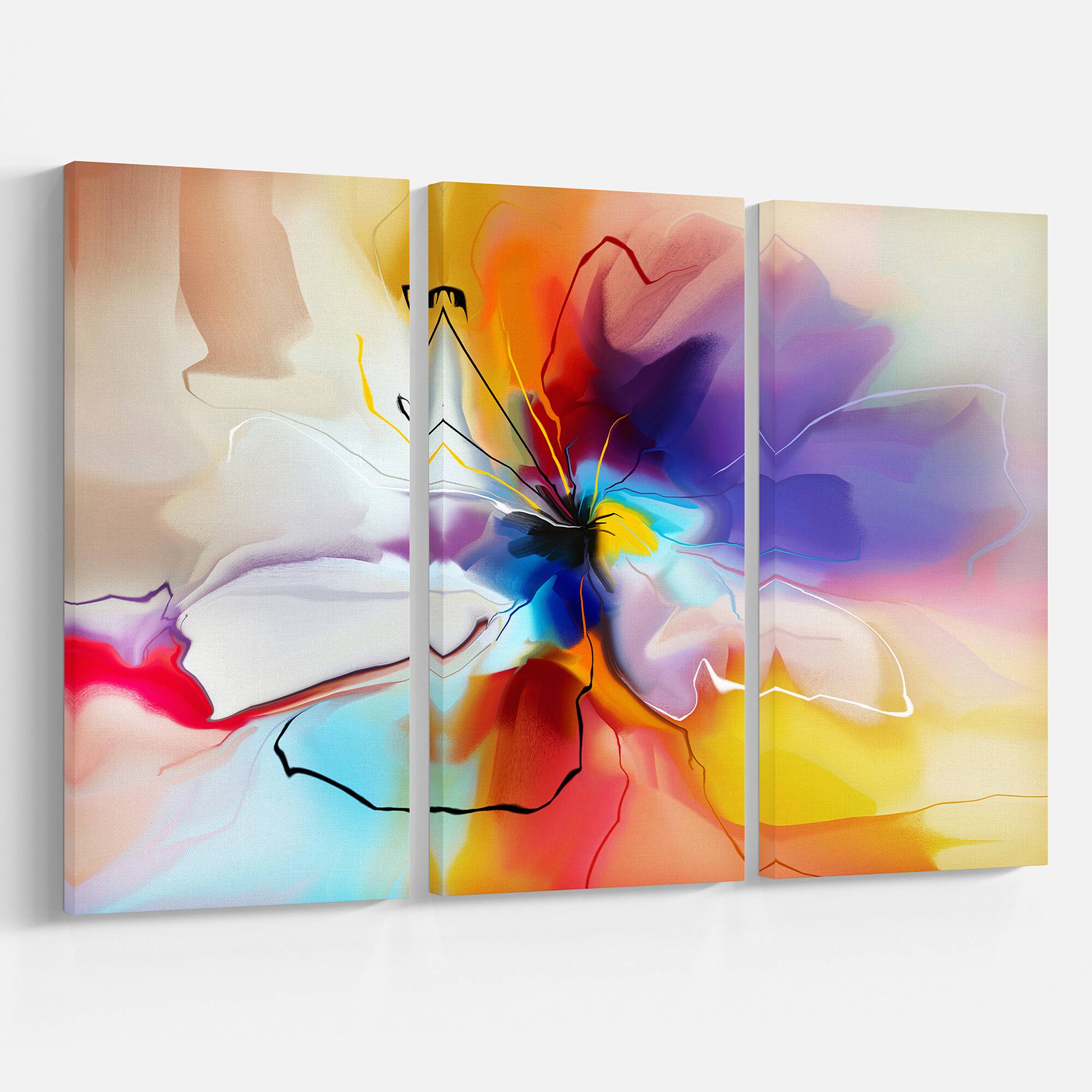 Designart - Creative Flower in Multiple Colors - Large Floral canvas art