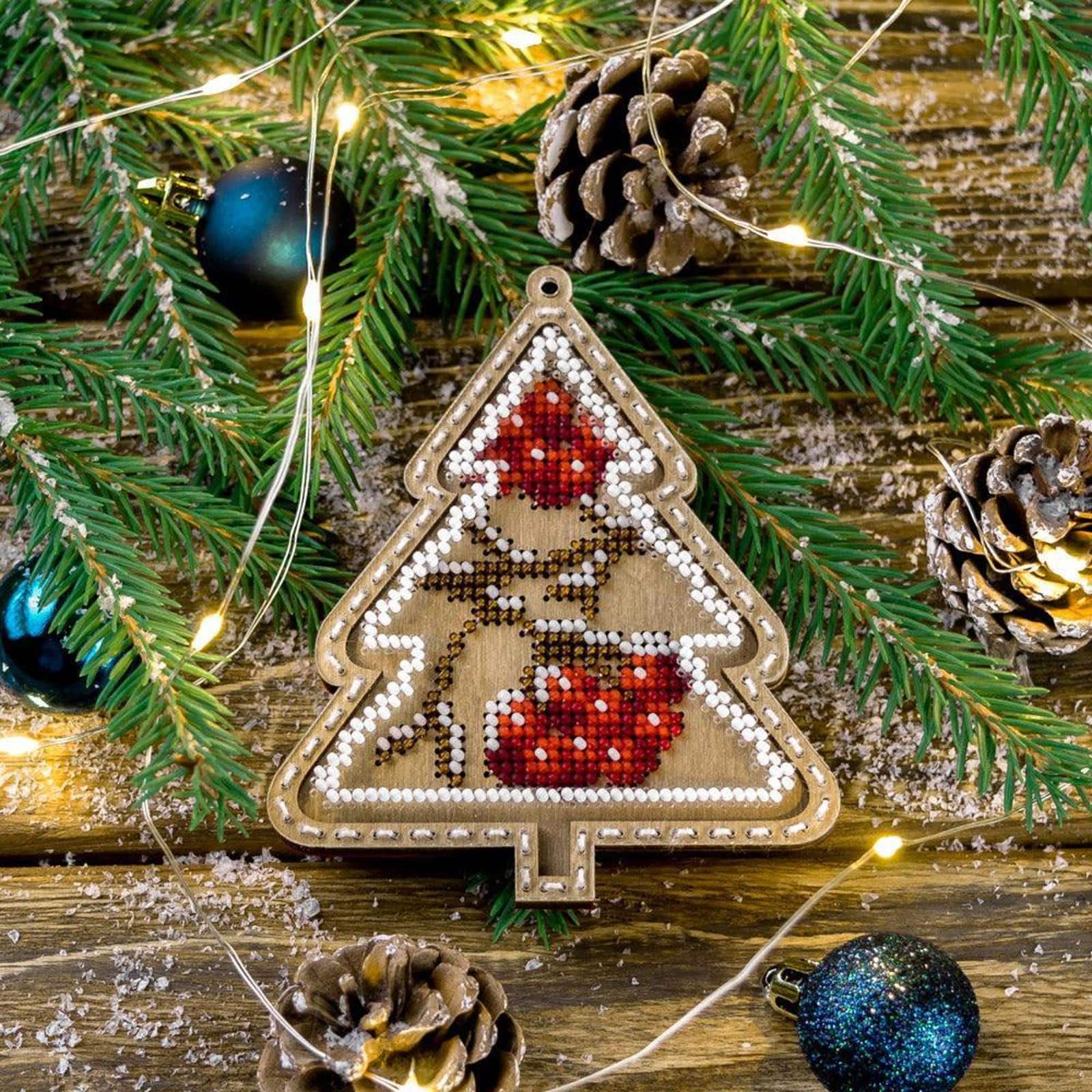 Wonderland Crafts Winterberry Tree Bead Embroidery on Wood Kit