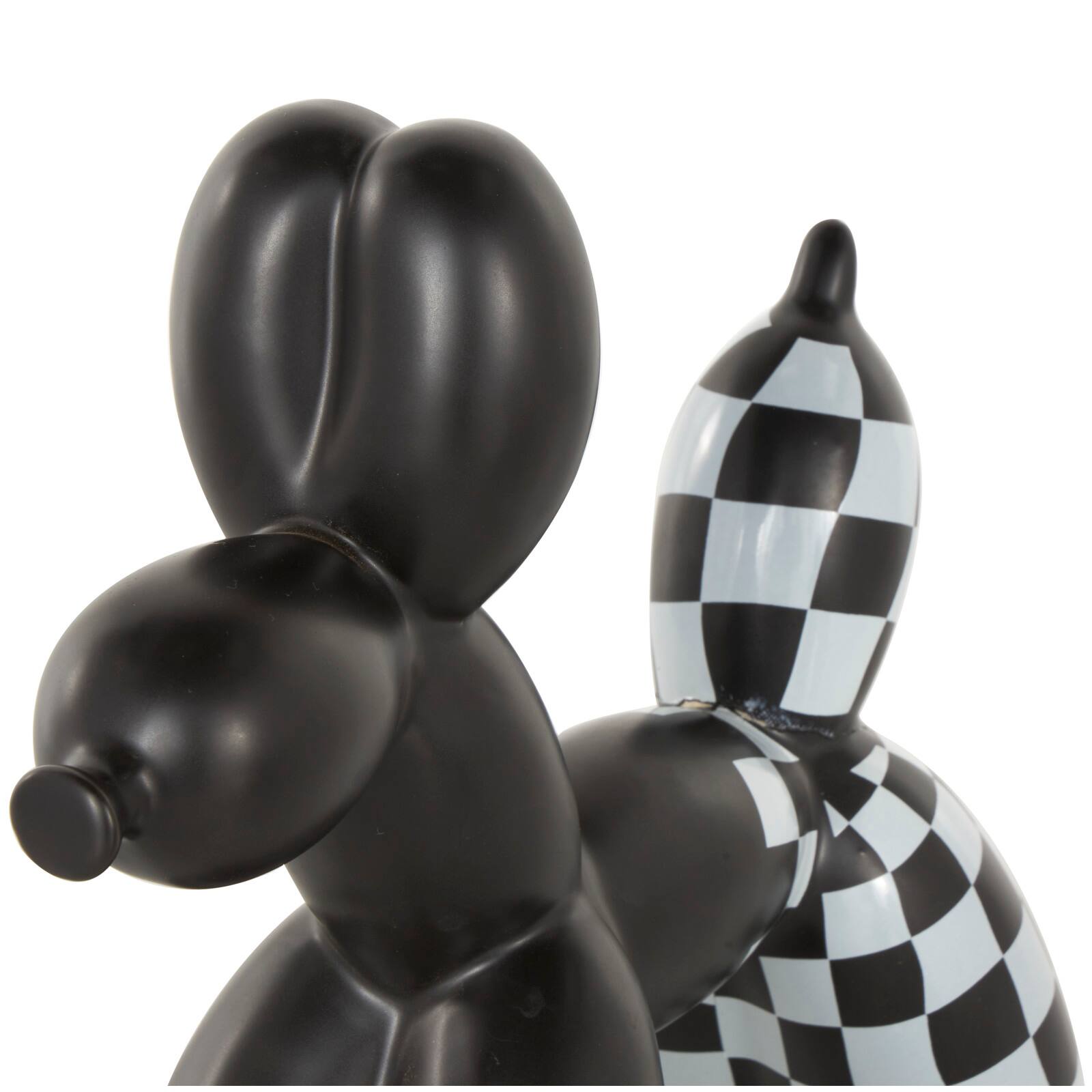 Black Checkered Ceramic Balloon Dog Sculpture Set