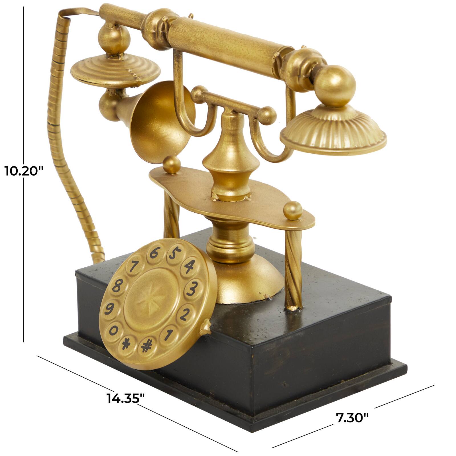 14&#x22; Gold Metal Telephone Sculpture