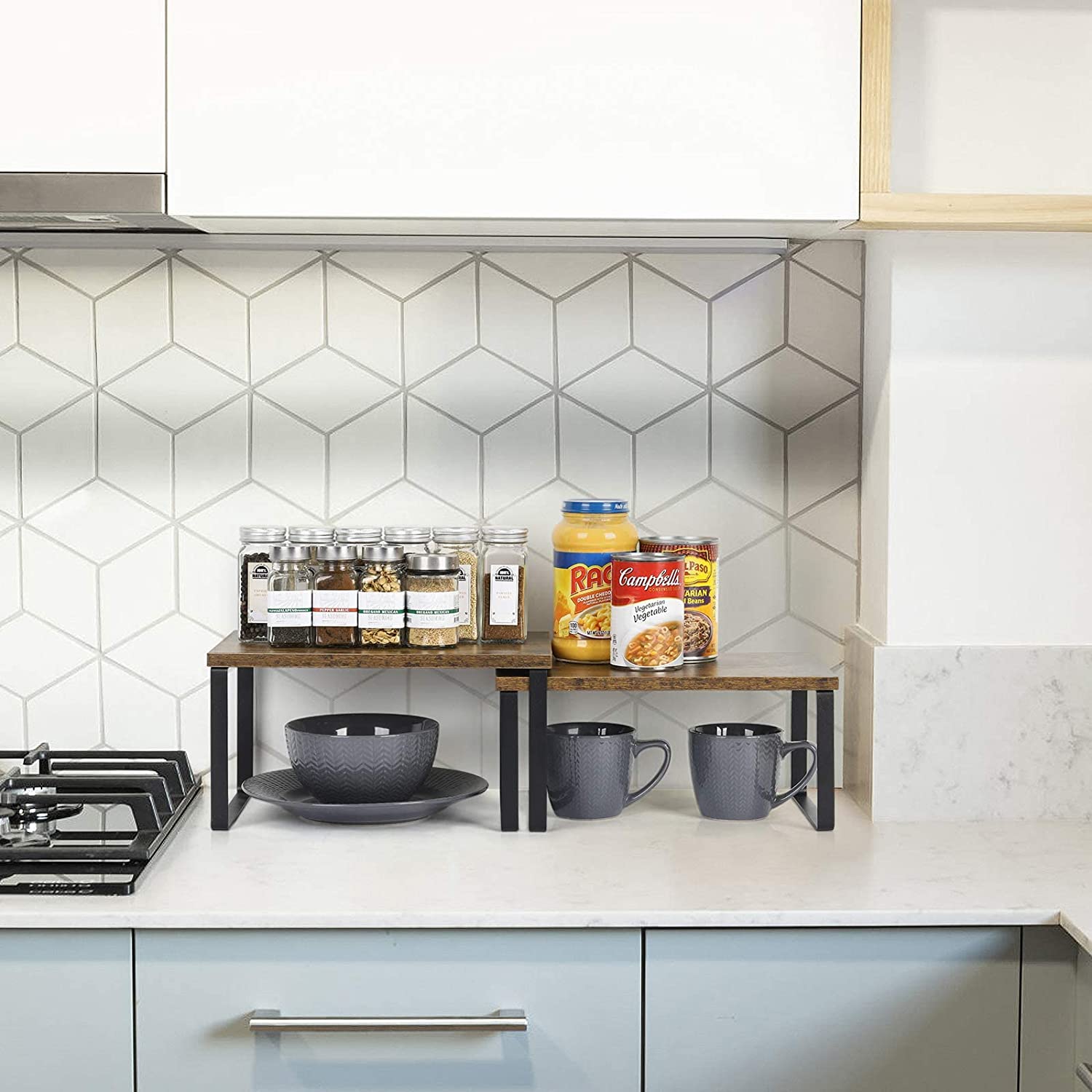 NEX™ 12" Rustic Brown & Black 3-Tier Kitchen Cabinet Organizer Sets, 2ct.