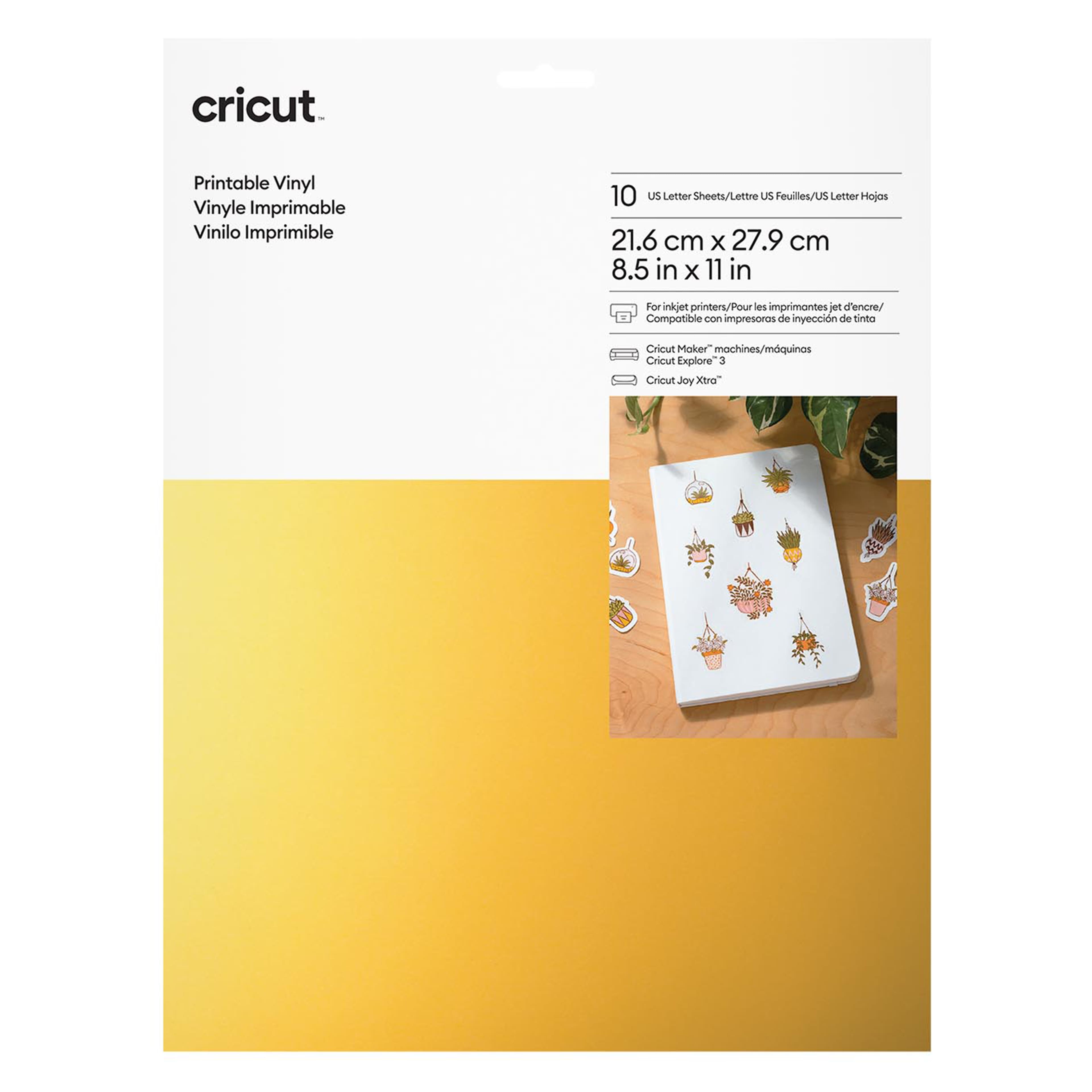 Cricut&#xAE; 8.5&#x22; x 11&#x22; Gold Printable Vinyl Sheets, 10ct.
