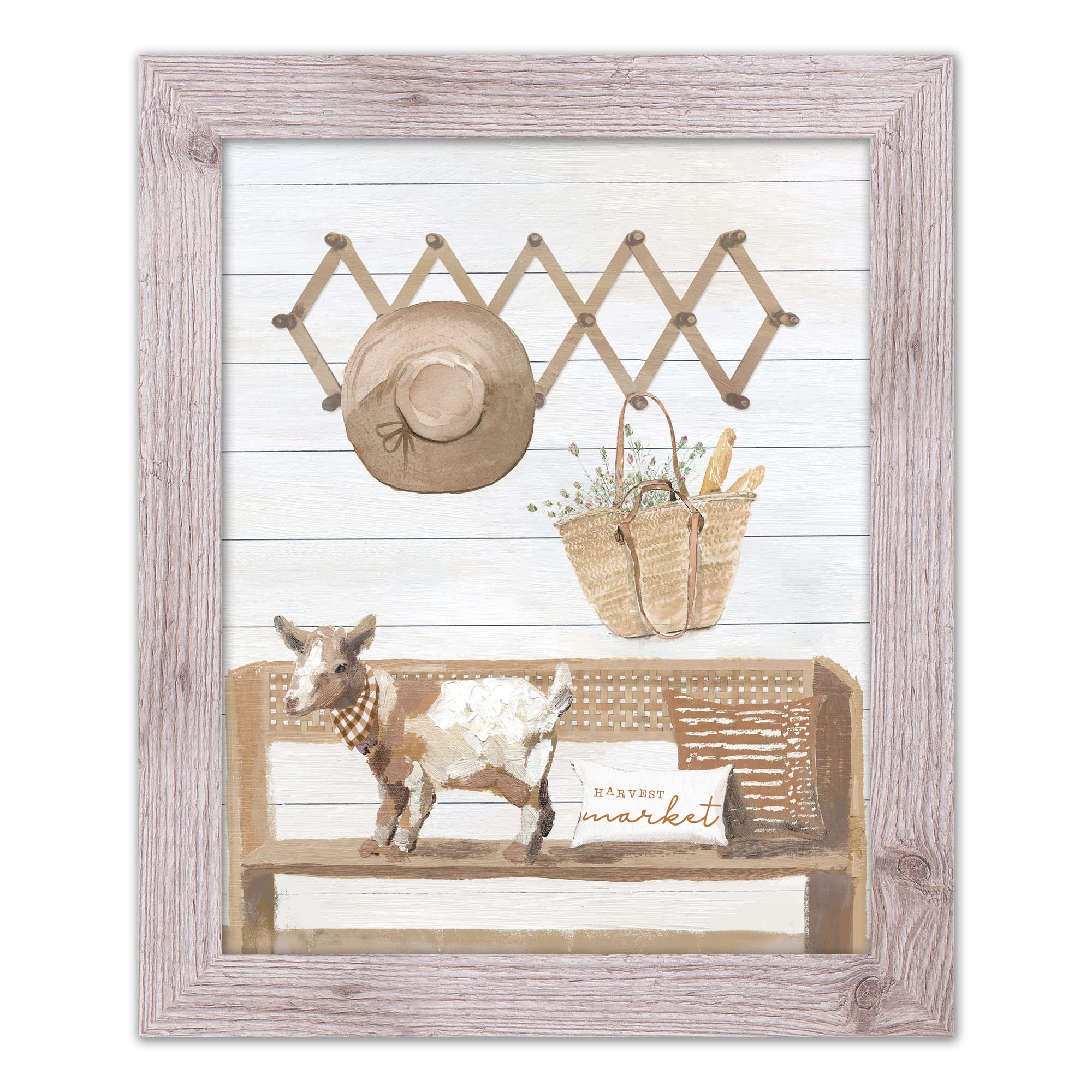 Goat Harvest Bench Western Framed Print
