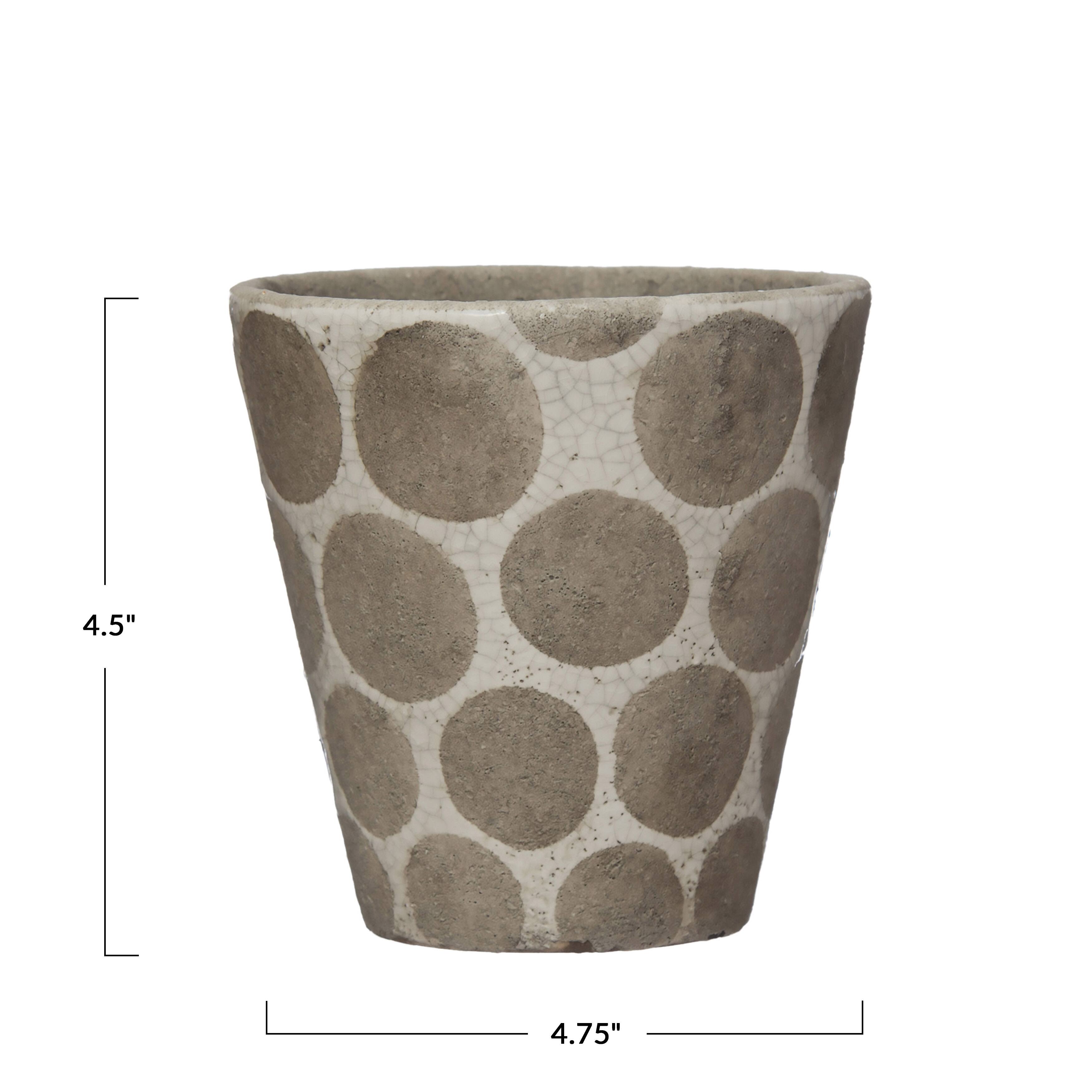5&#x27;&#x27; Terra-Cotta Planter with Wax Relief Dots