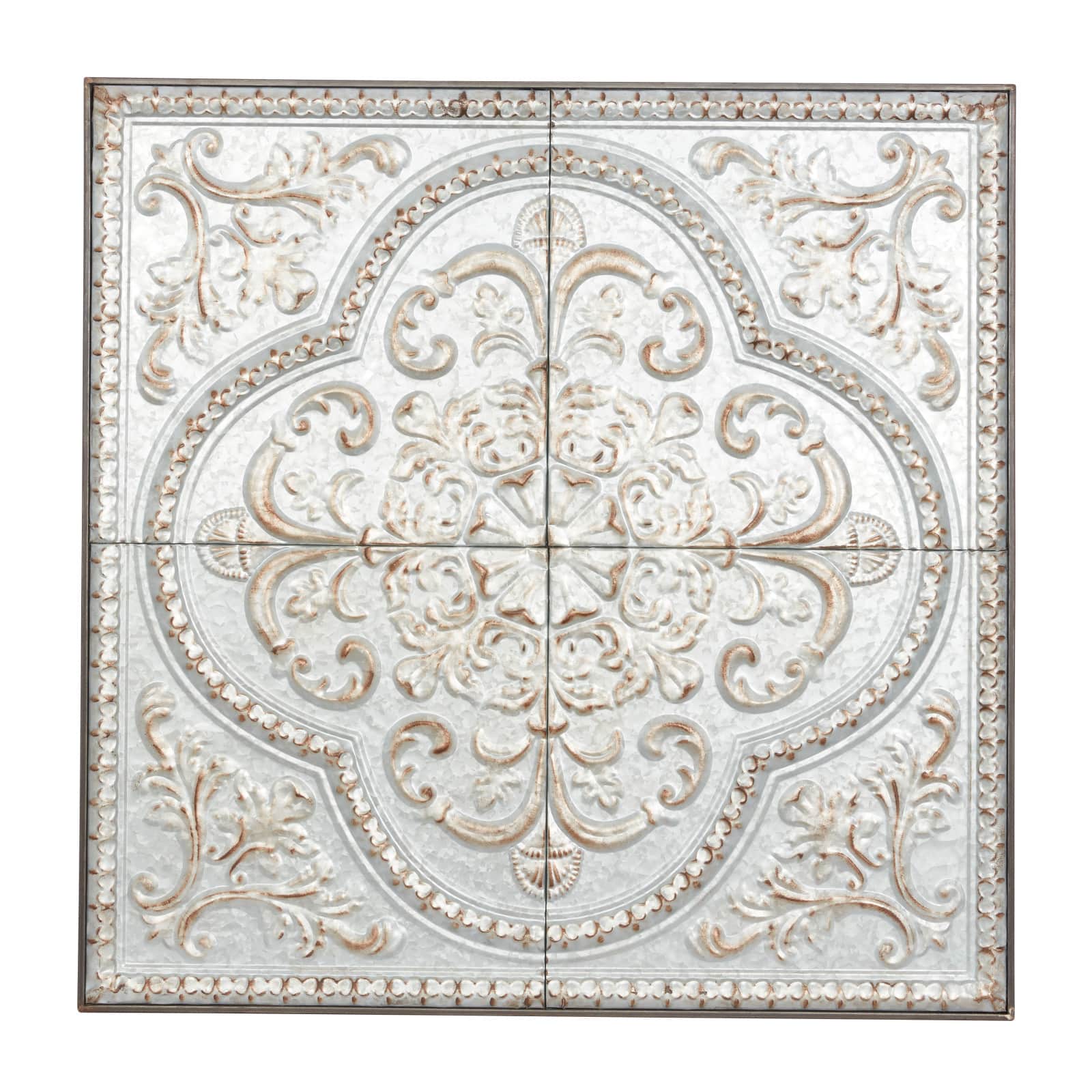 36&#x22; Gray Metal Rustic Floral Wall D&#xE9;cor