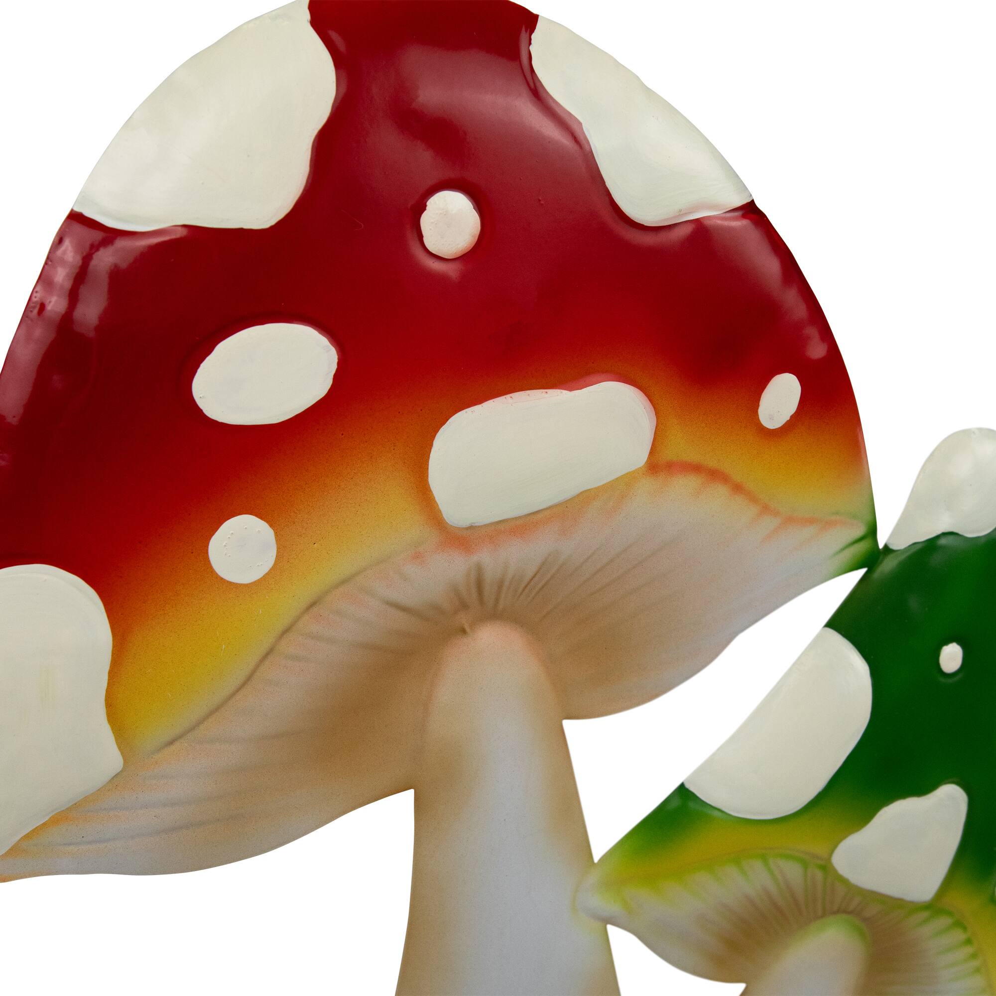 16" Red & Green Double Mushrooms Outdoor Garden Stake